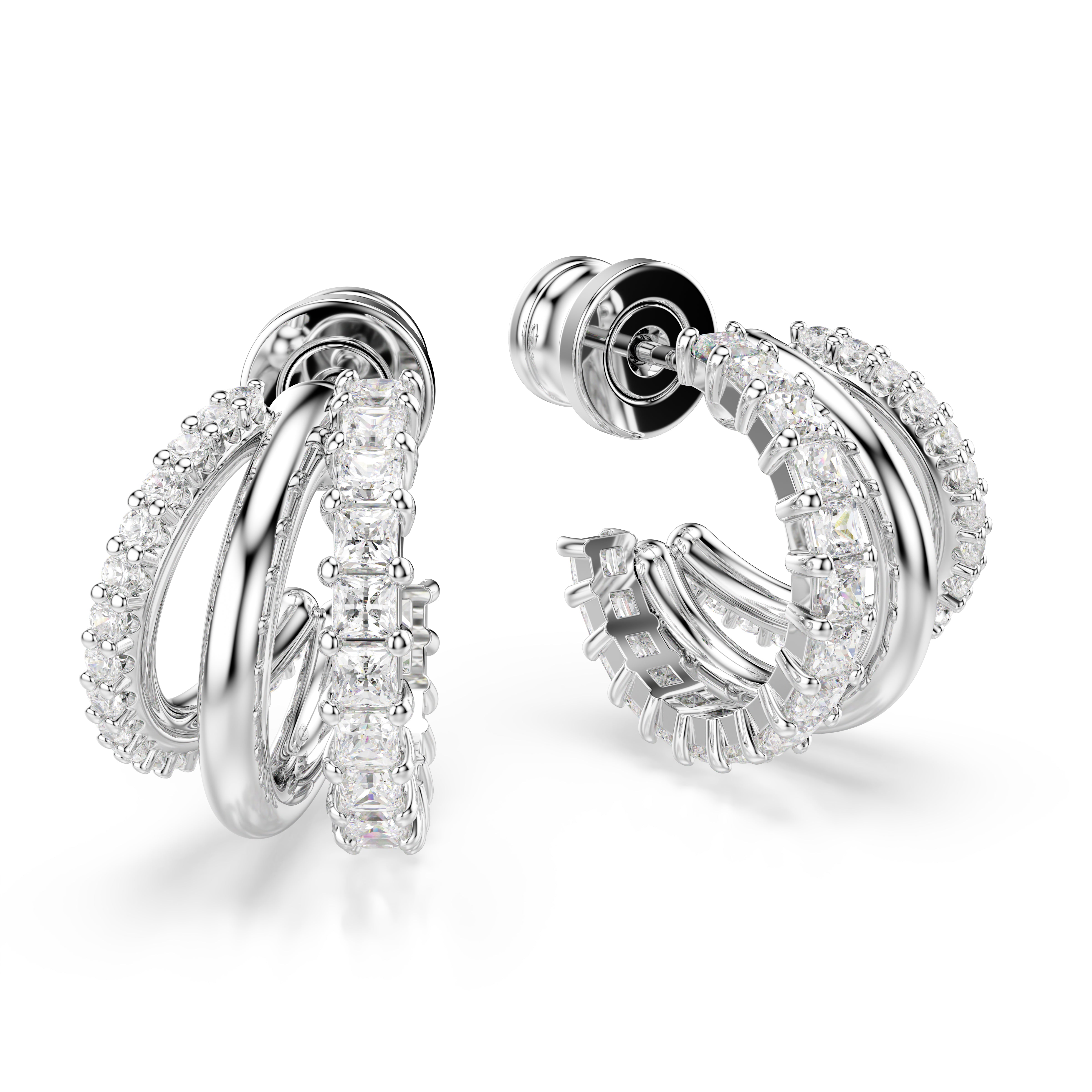 Swarovski Rhodium Hyperbola Mini Hoop Earrings
