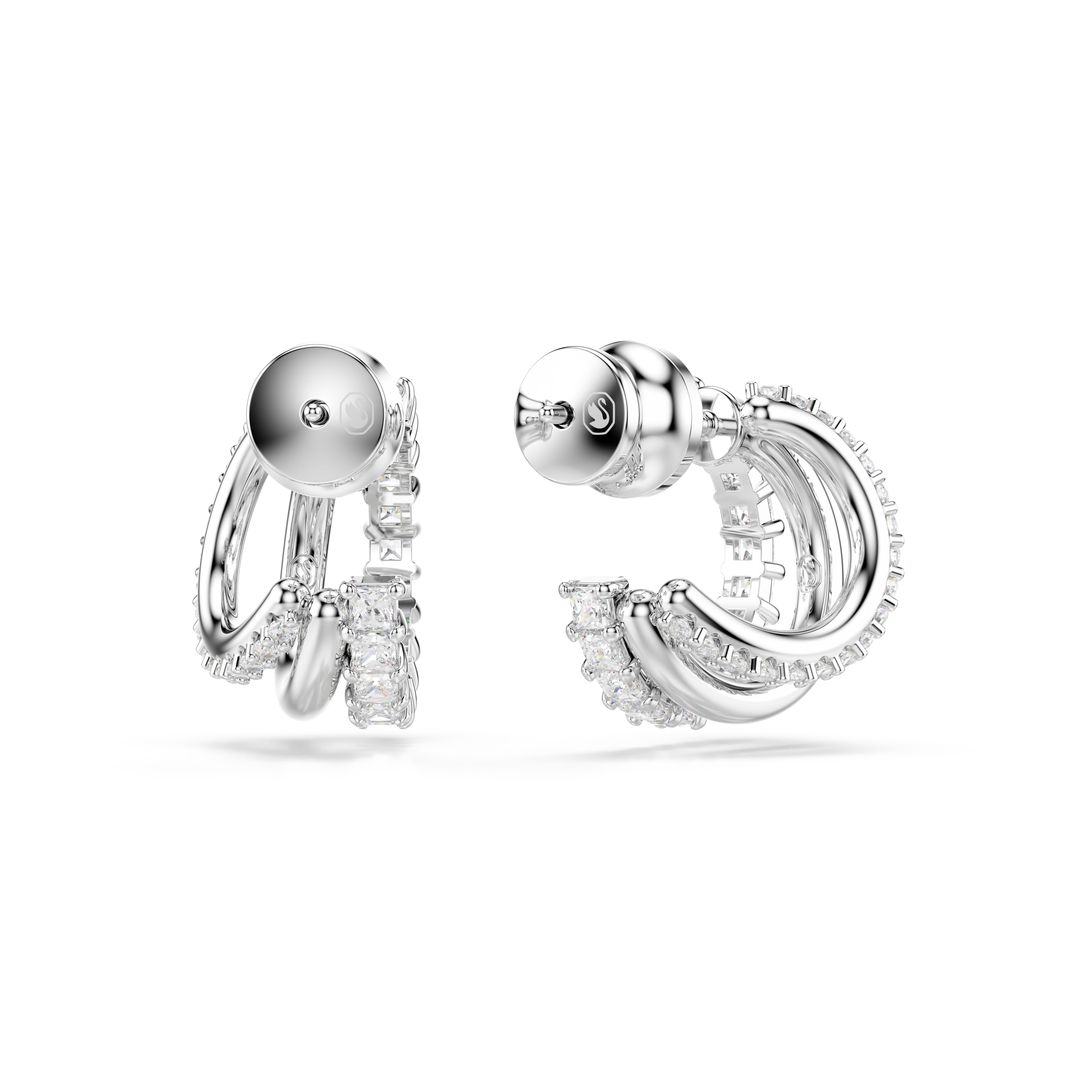 Swarovski Rhodium Hyperbola Mini Hoop Earrings