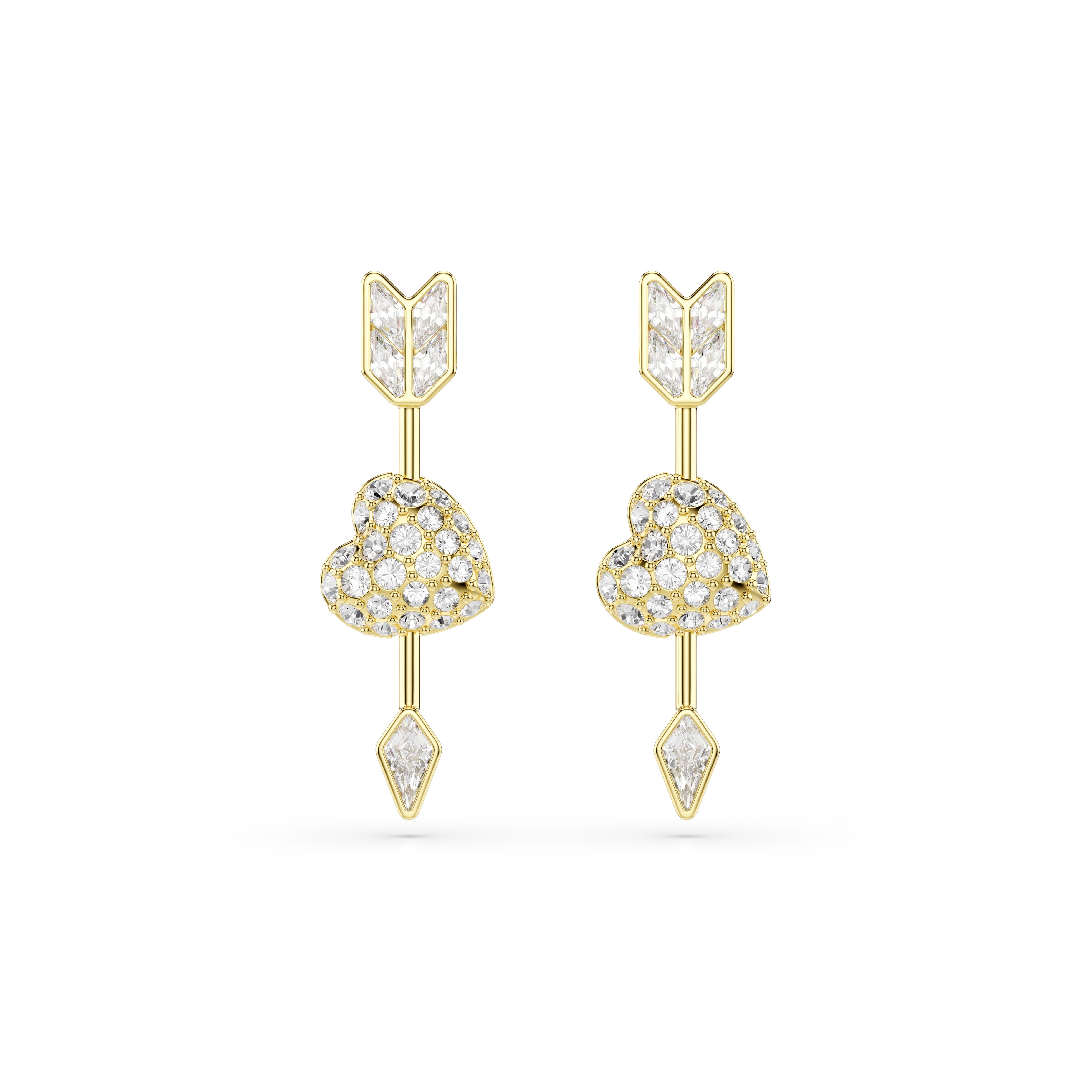 Swarovski Gold Tone Idyllia Heart With Arrow Earrings