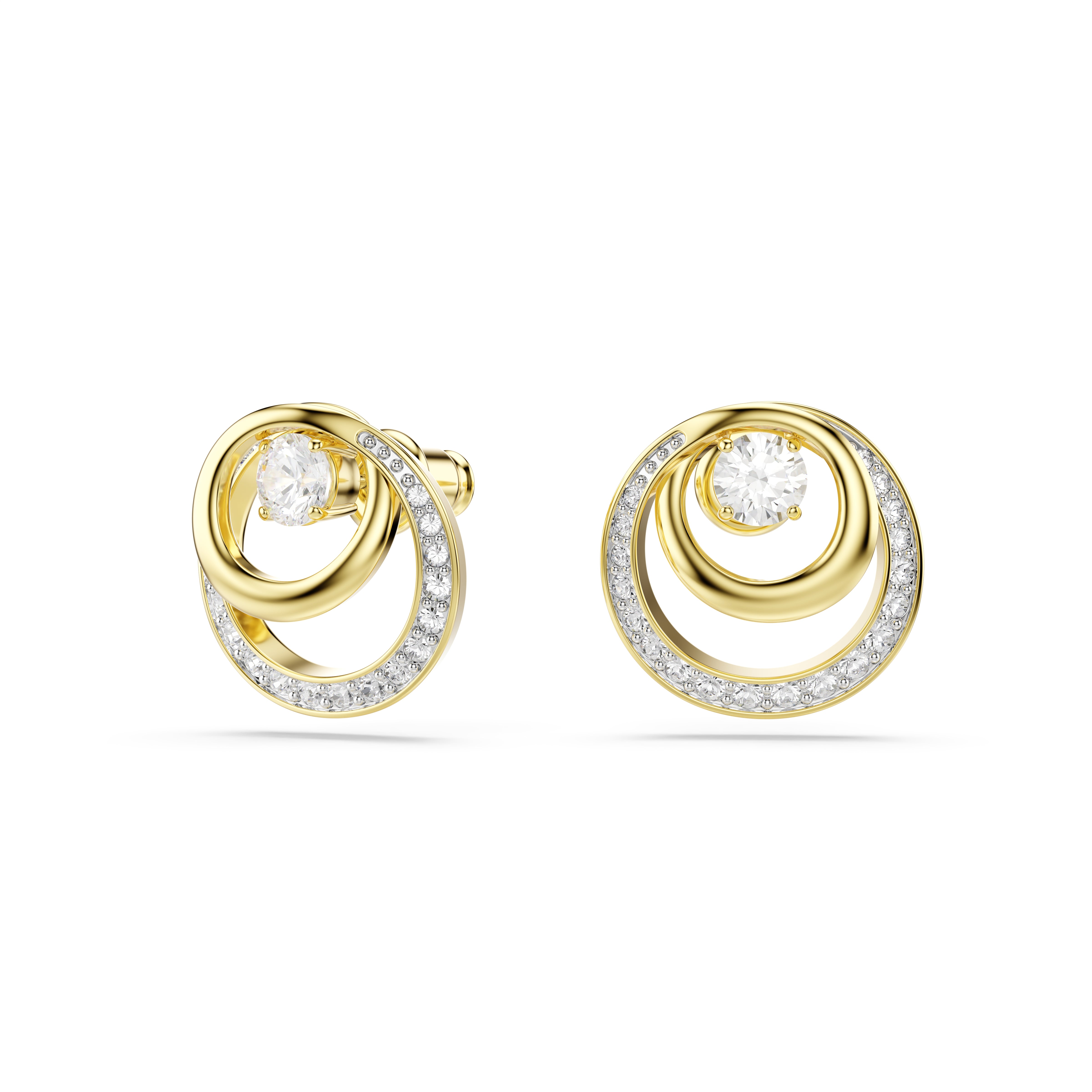 Swarovski Gold Tone Hyperbola Round Cut Earrings