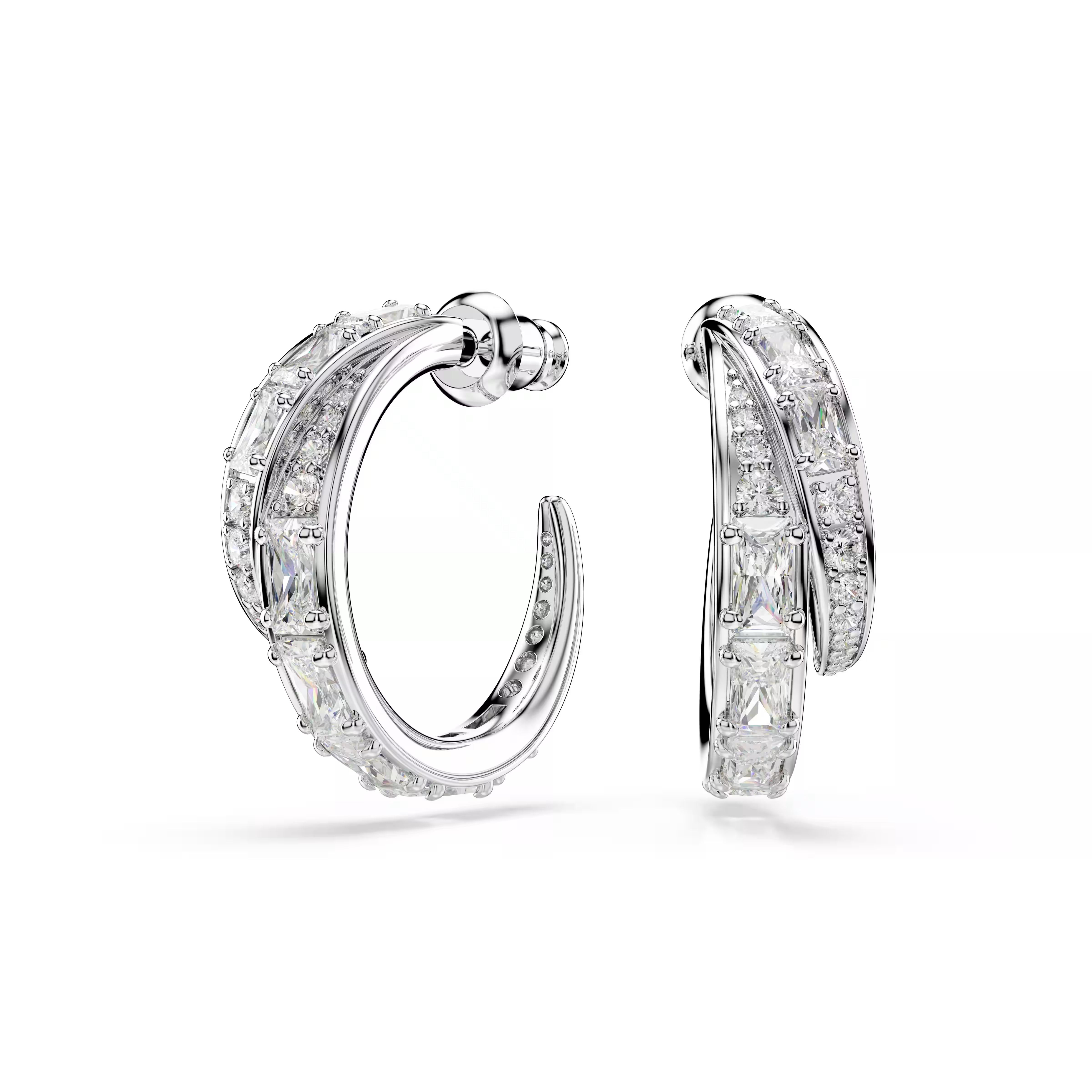 Swarovski Vienna Rhodium Hoop Earrings