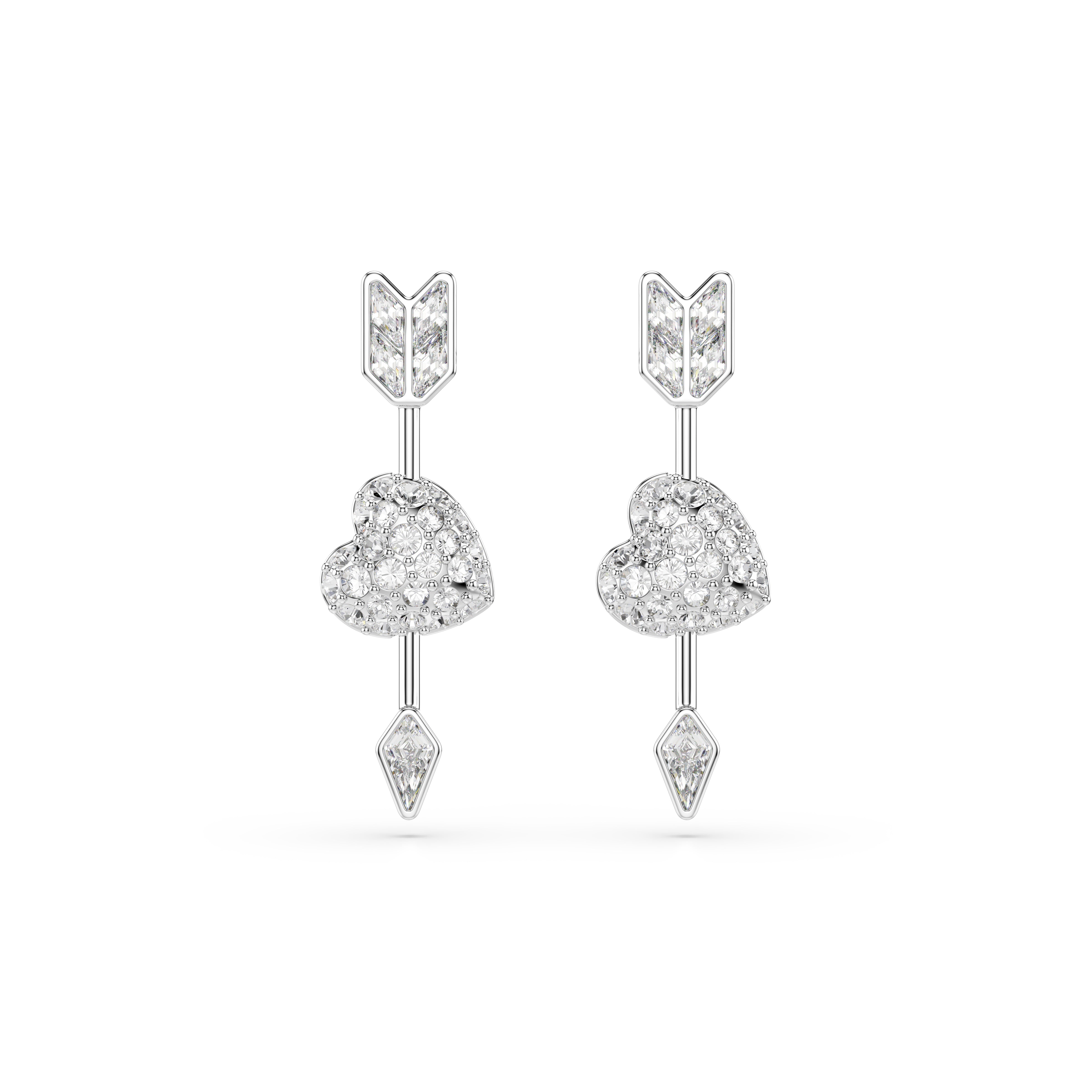 Swarovski Rhodium Idyllia Heart With Arrow Earrings