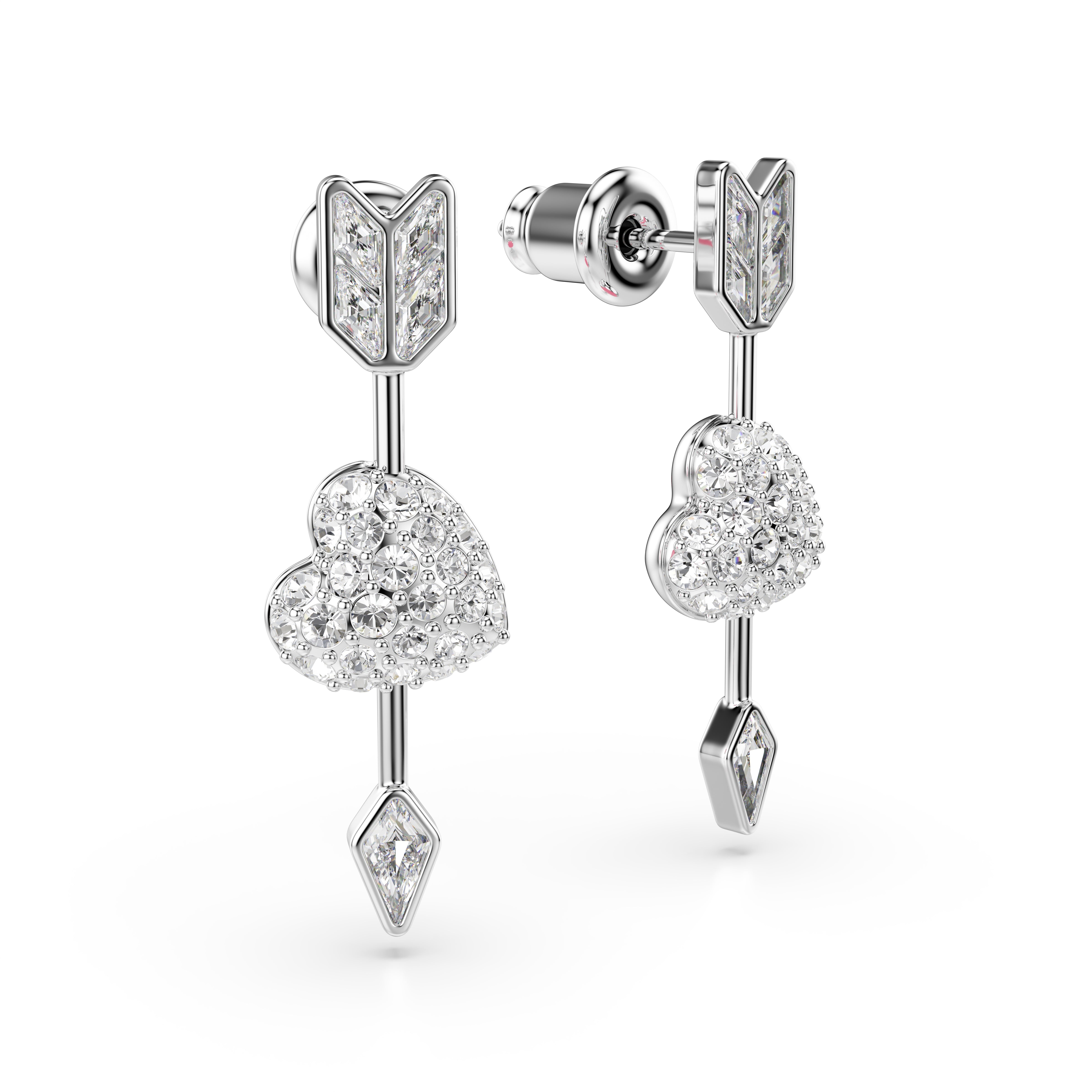 Swarovski Rhodium Idyllia Heart With Arrow Earrings
