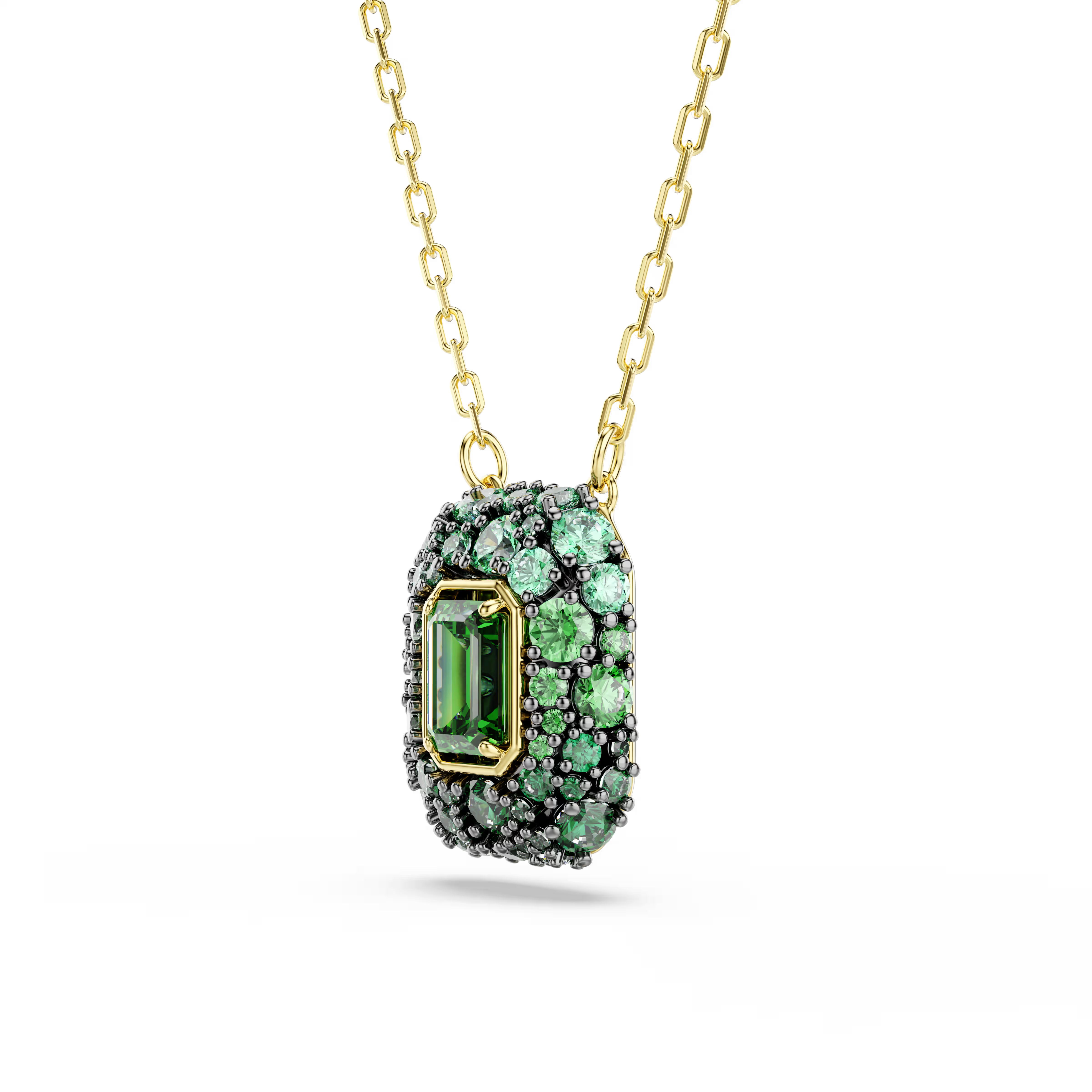 Swarovski Sublima Green Octagon Gold Necklace