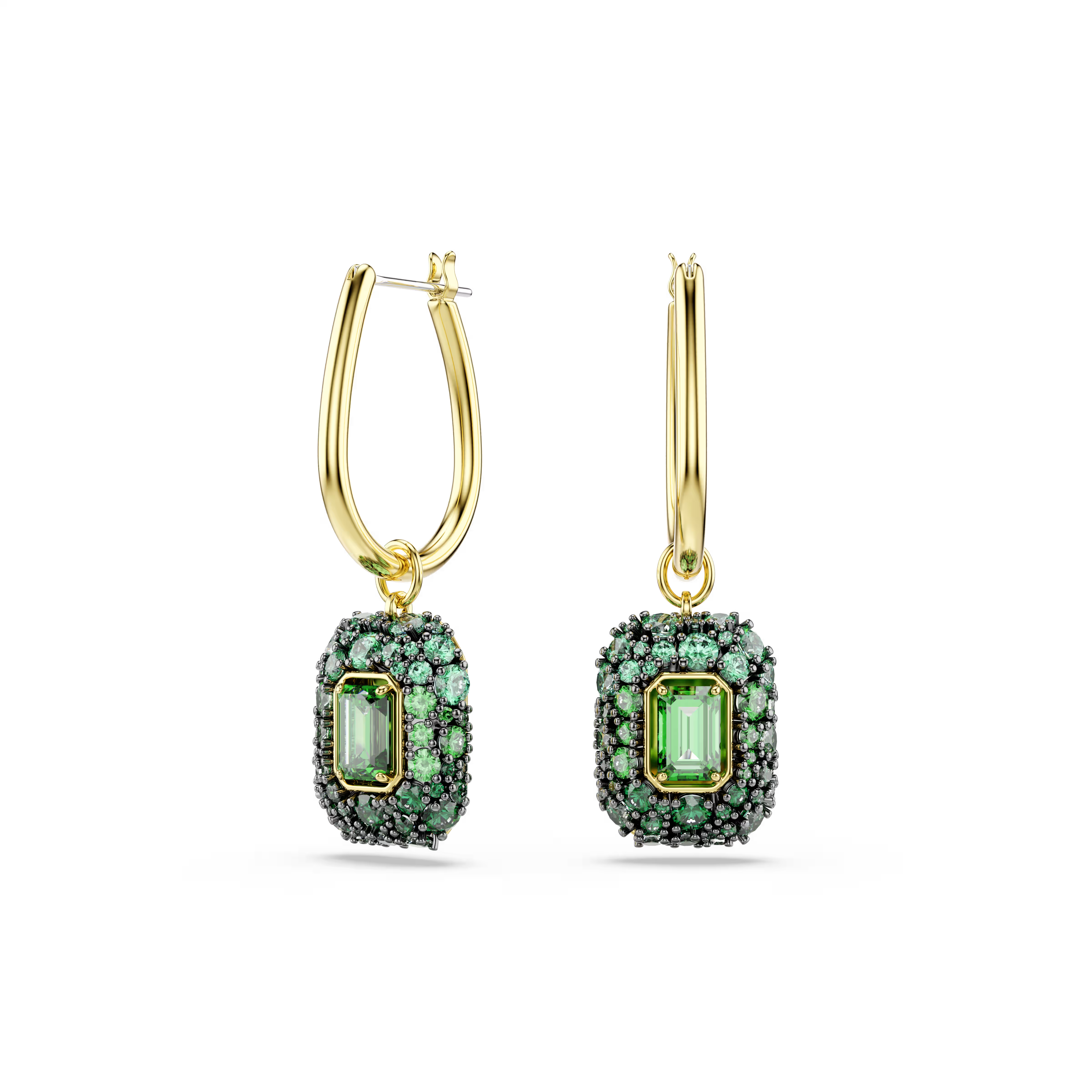 Swarovski Sublima Green Octagon Gold Earrings