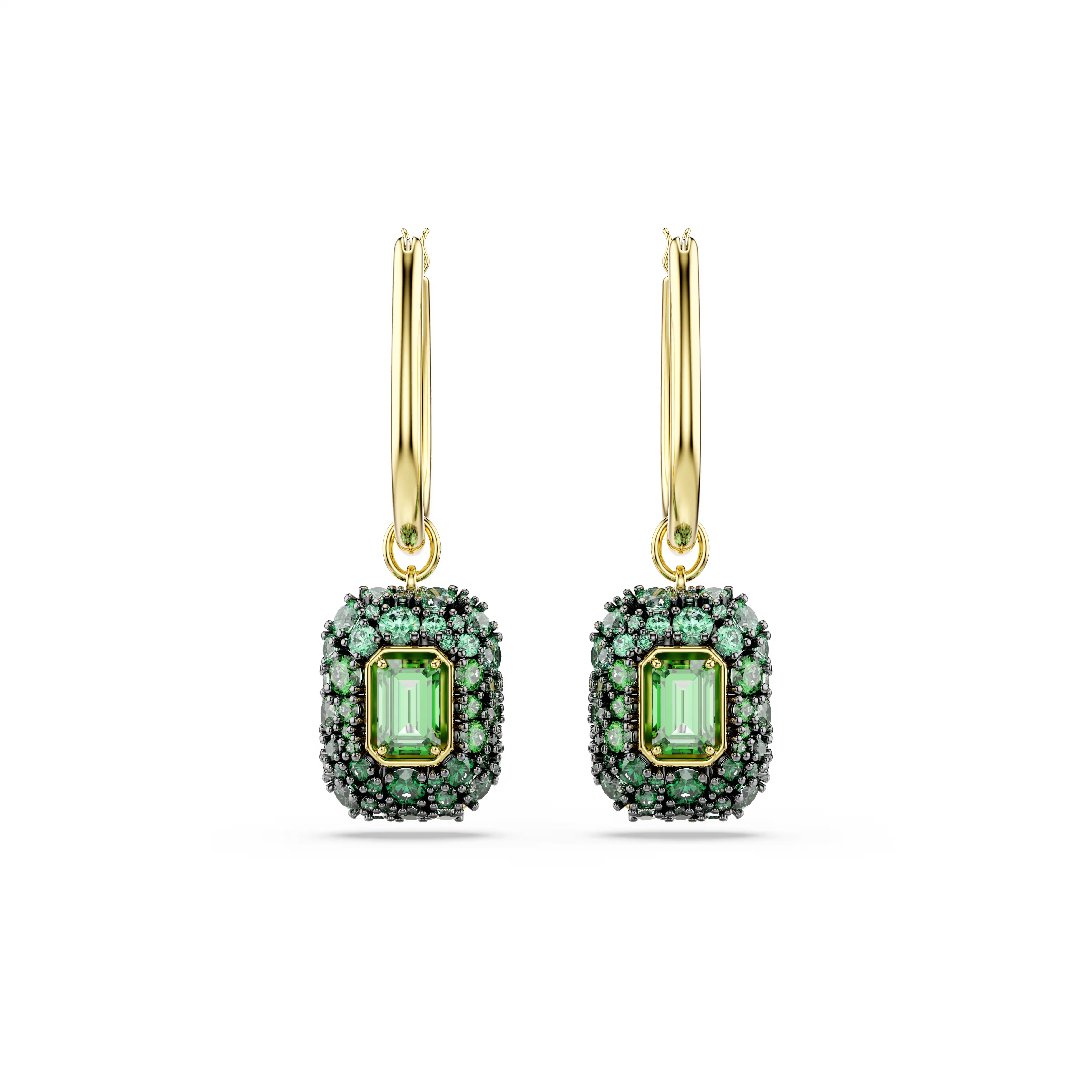Swarovski Sublima Green Octagon Gold Earrings