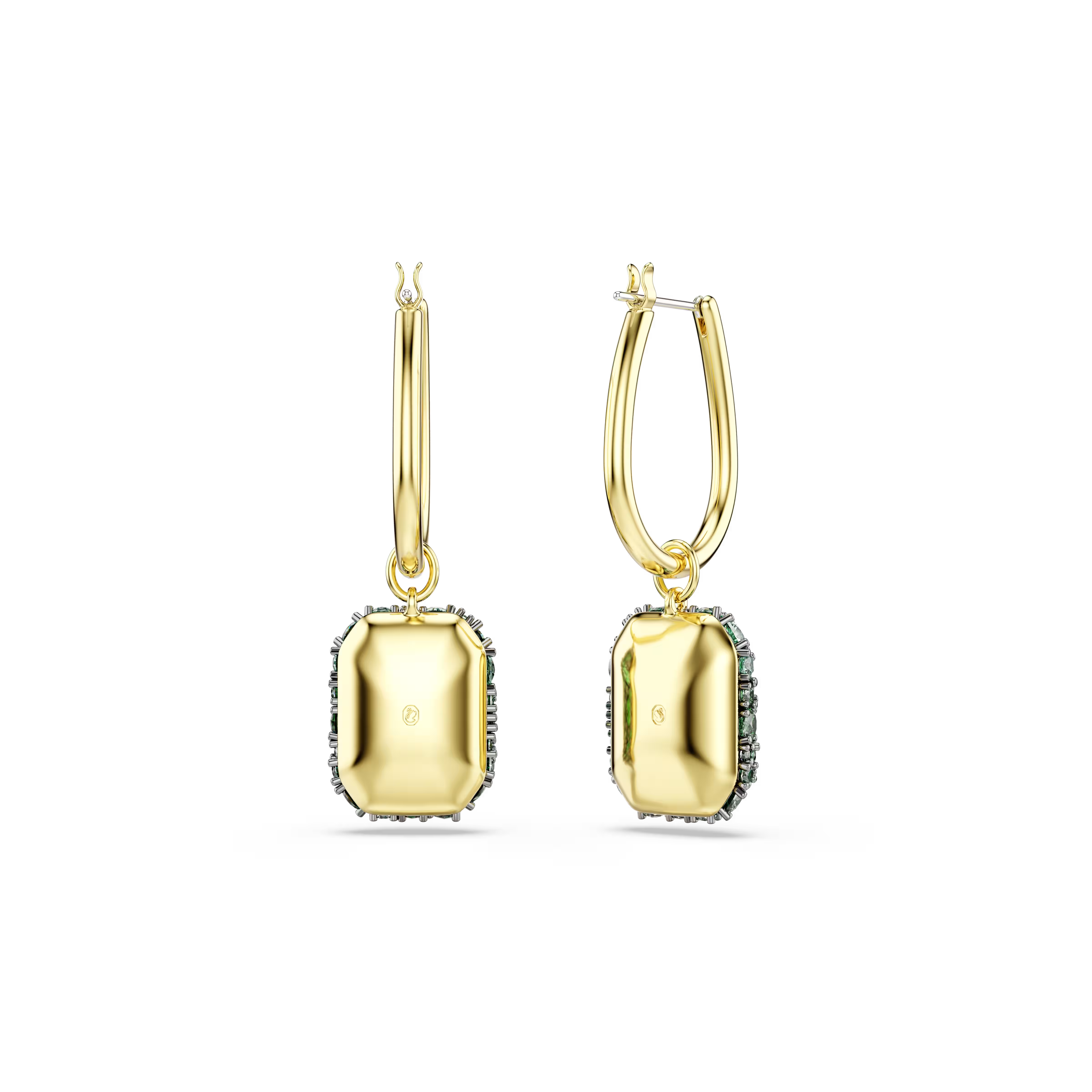 Swarovski Sublima Green Octagon Gold Earrings
