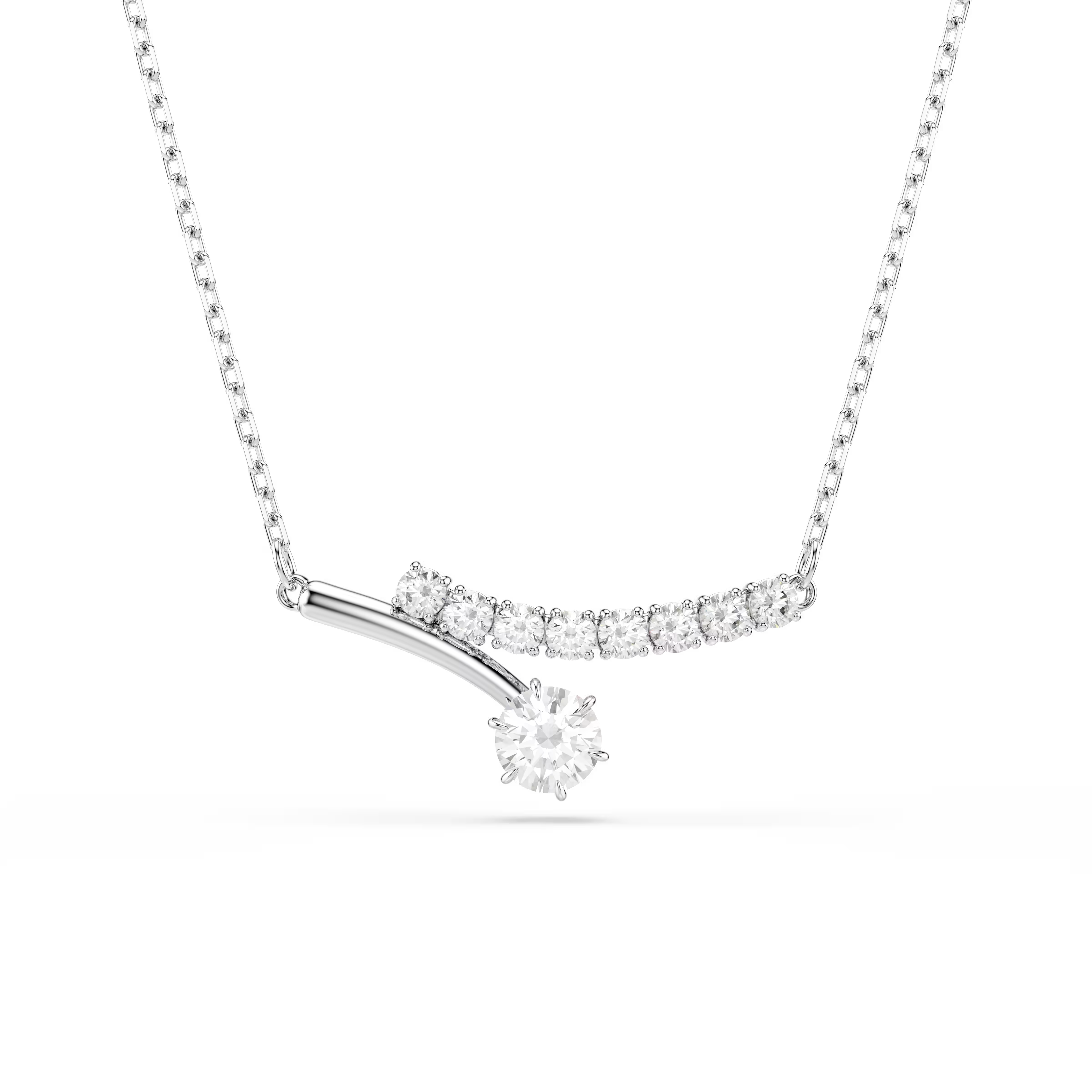 Swarovski Matrix Round Cut Bar Rhodium Necklace