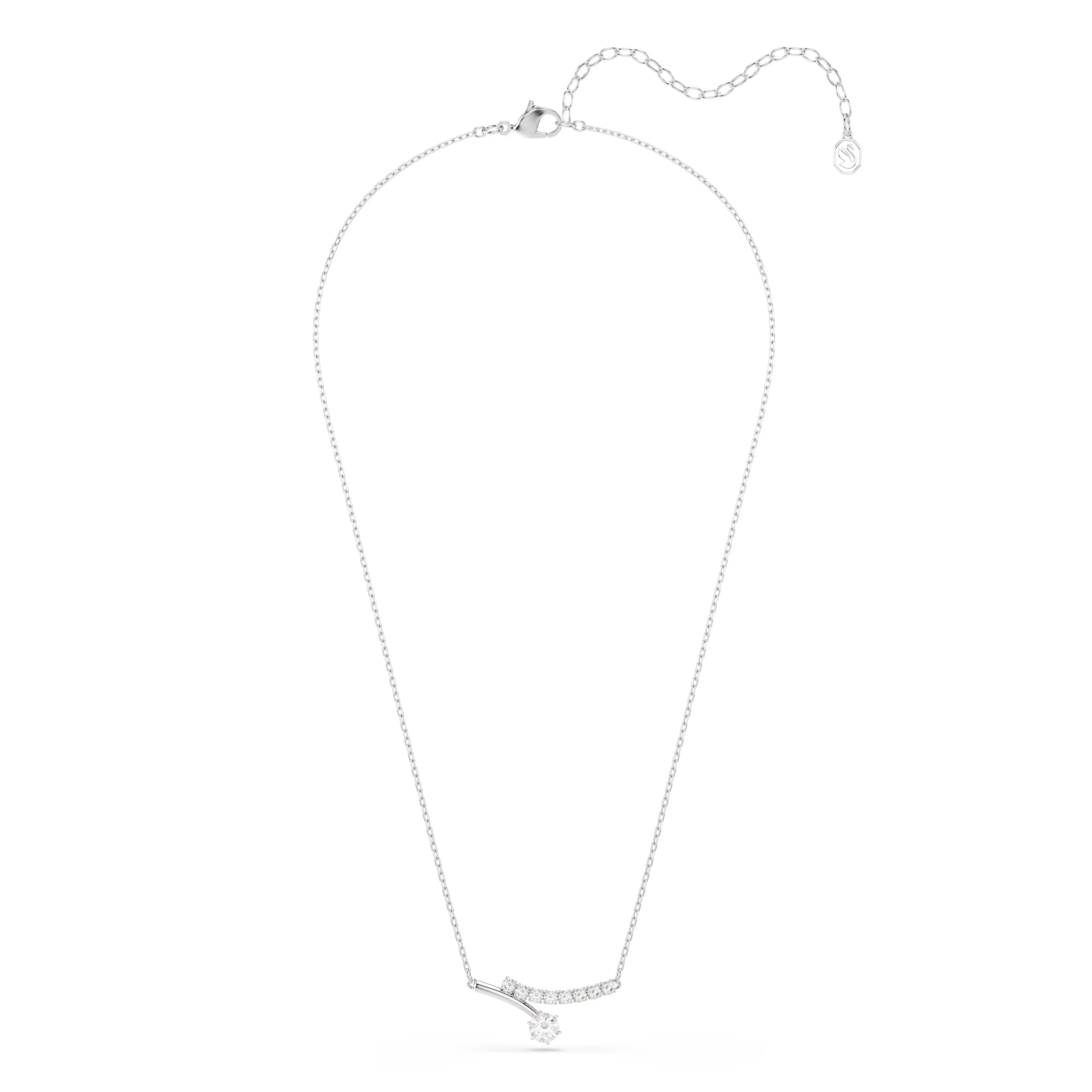 Swarovski Matrix Round Cut Bar Rhodium Necklace