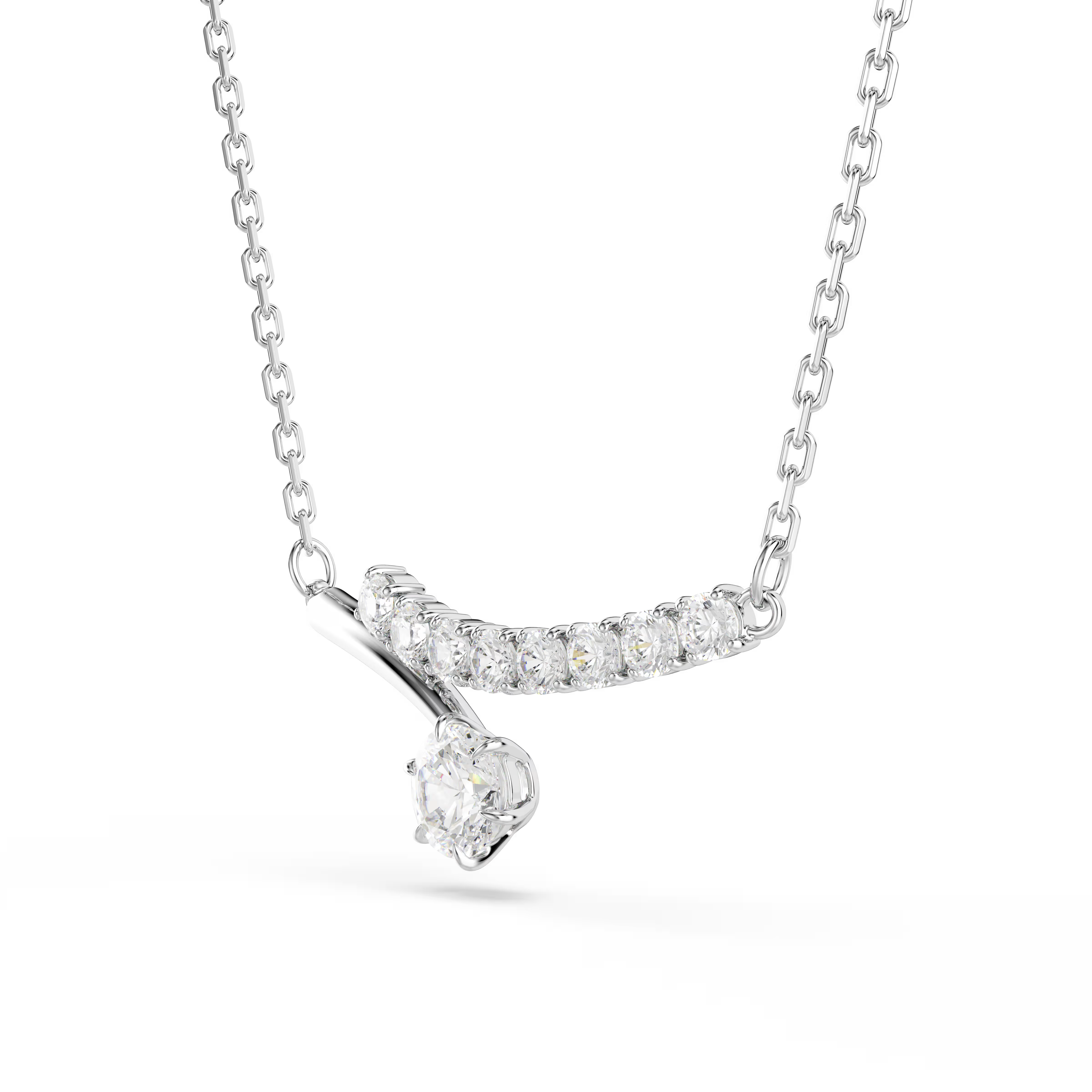 Swarovski Matrix Round Cut Bar Rhodium Necklace