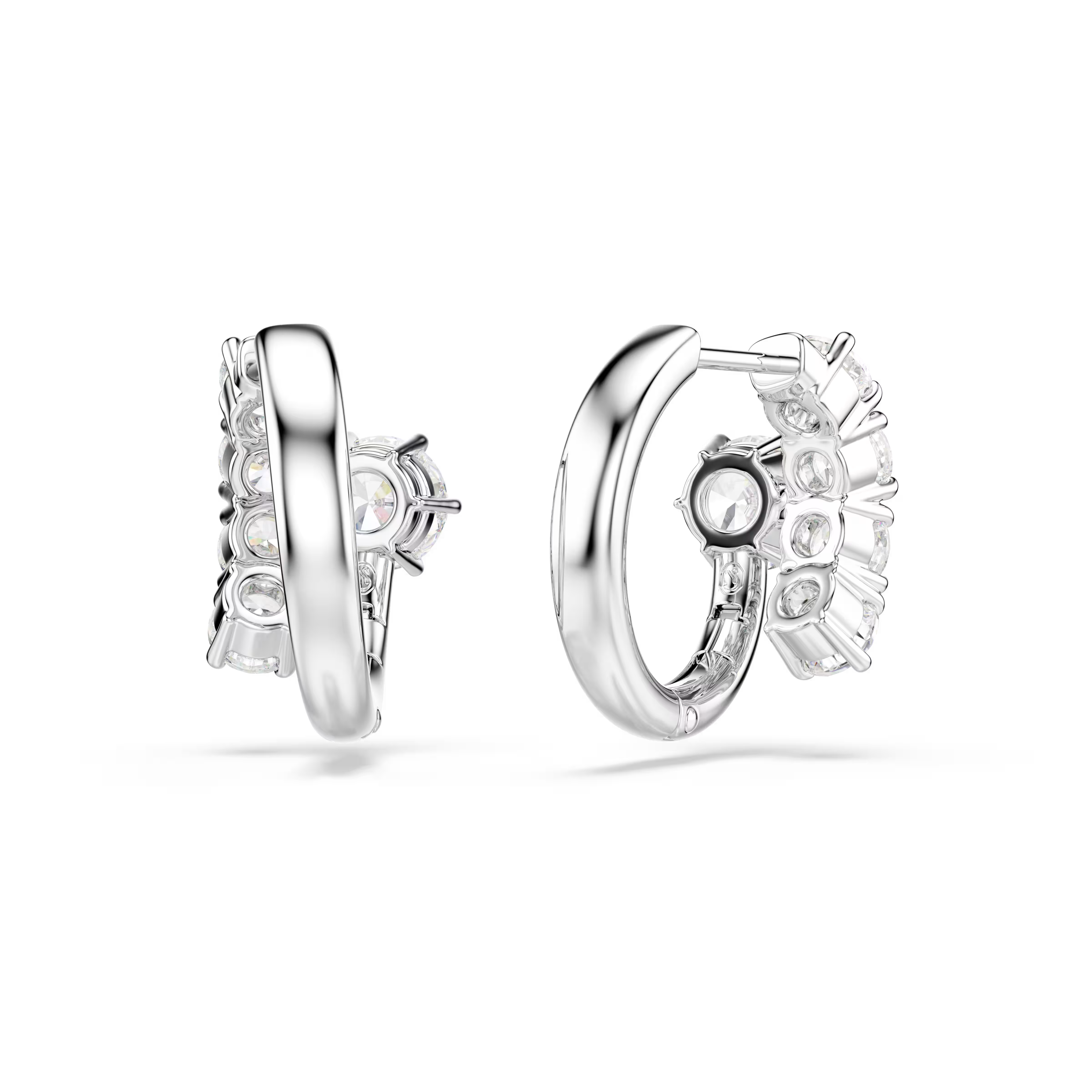 Swarovski Matrix Crossover Rhodium Hoop Earrings