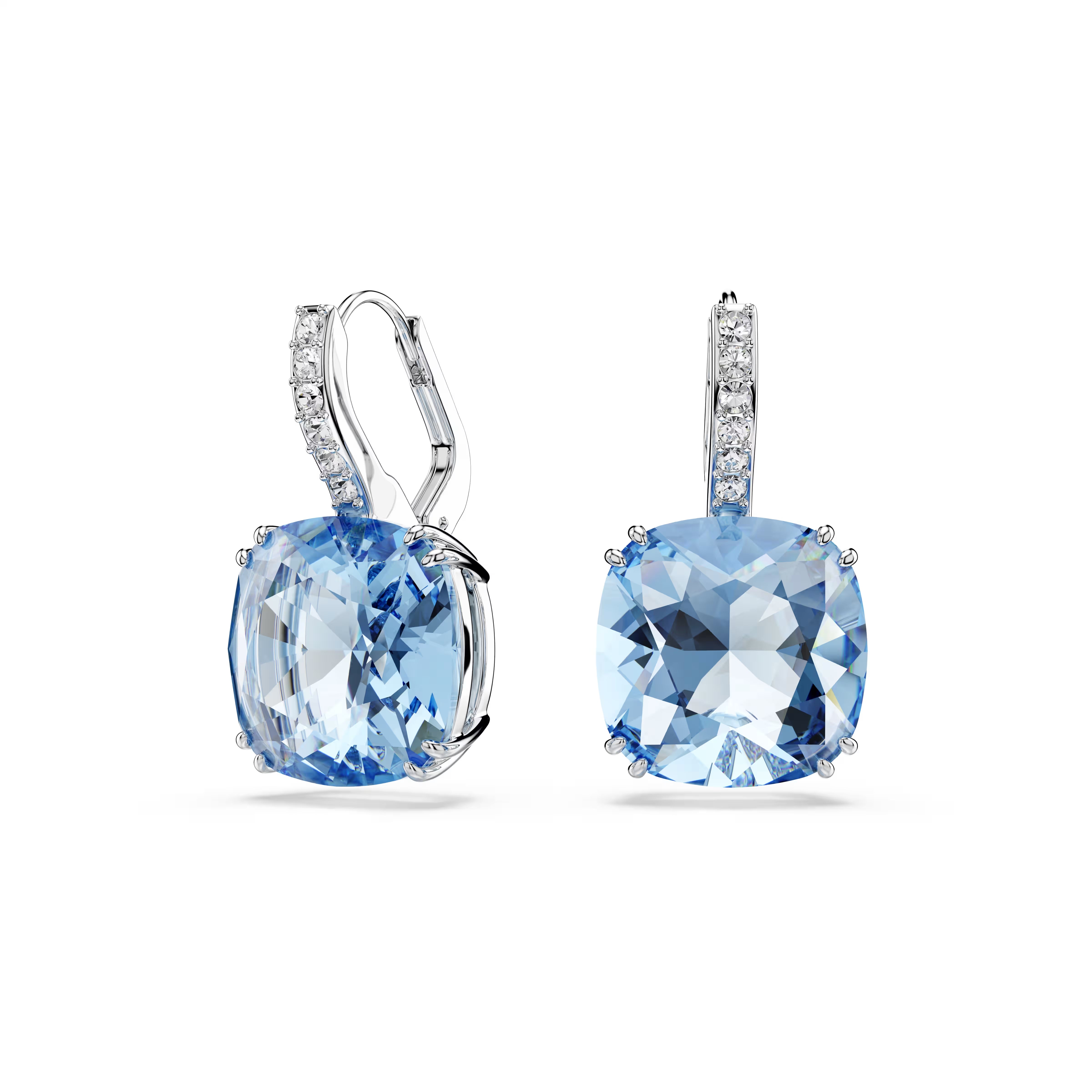 Swarovski Millenia Cushion Cut Blue Rhodium Drop Earrings