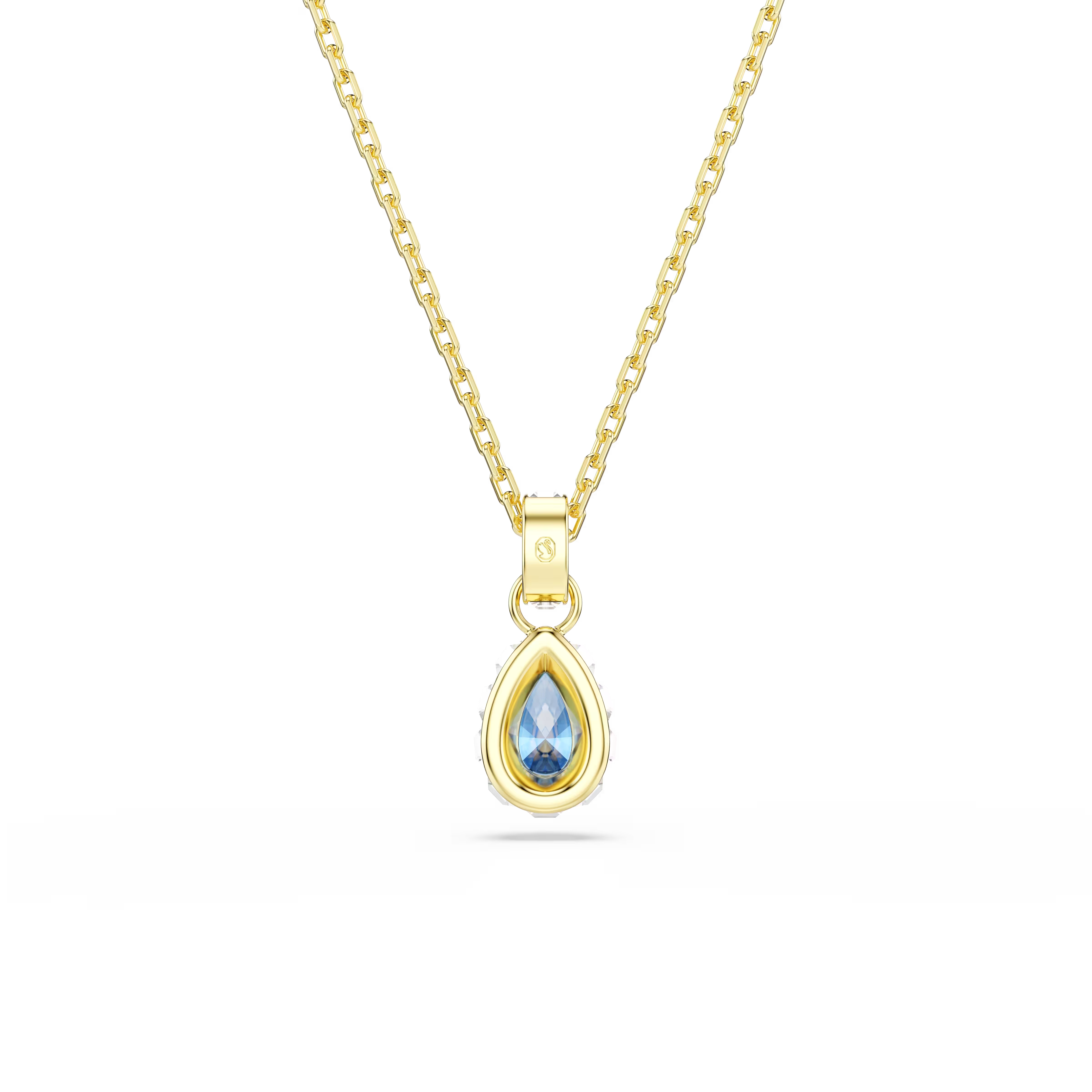 Swarovski Chroma Pear Cut Blue Gold Necklace