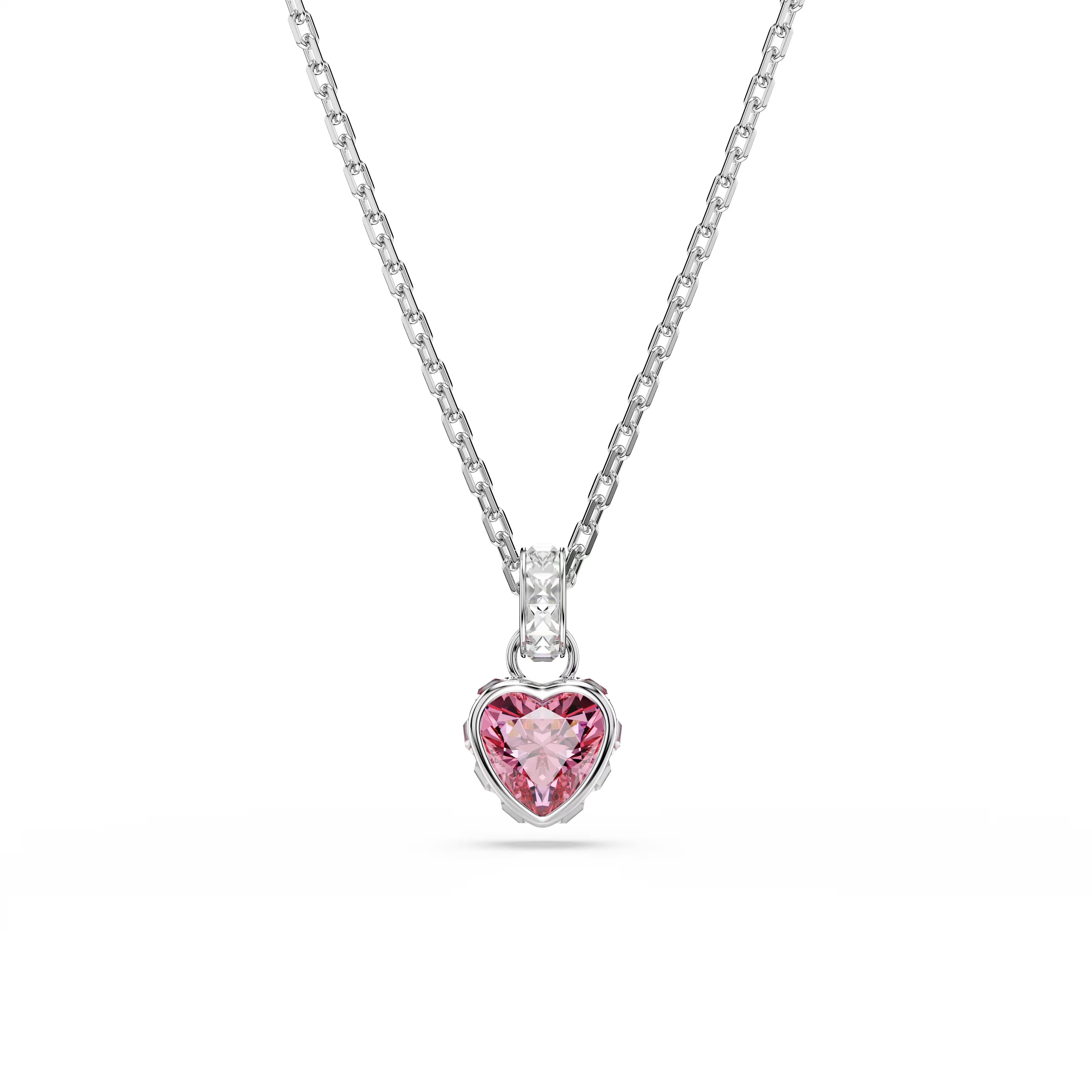 Swarovski Chroma Heart Pink Rhodium Necklace