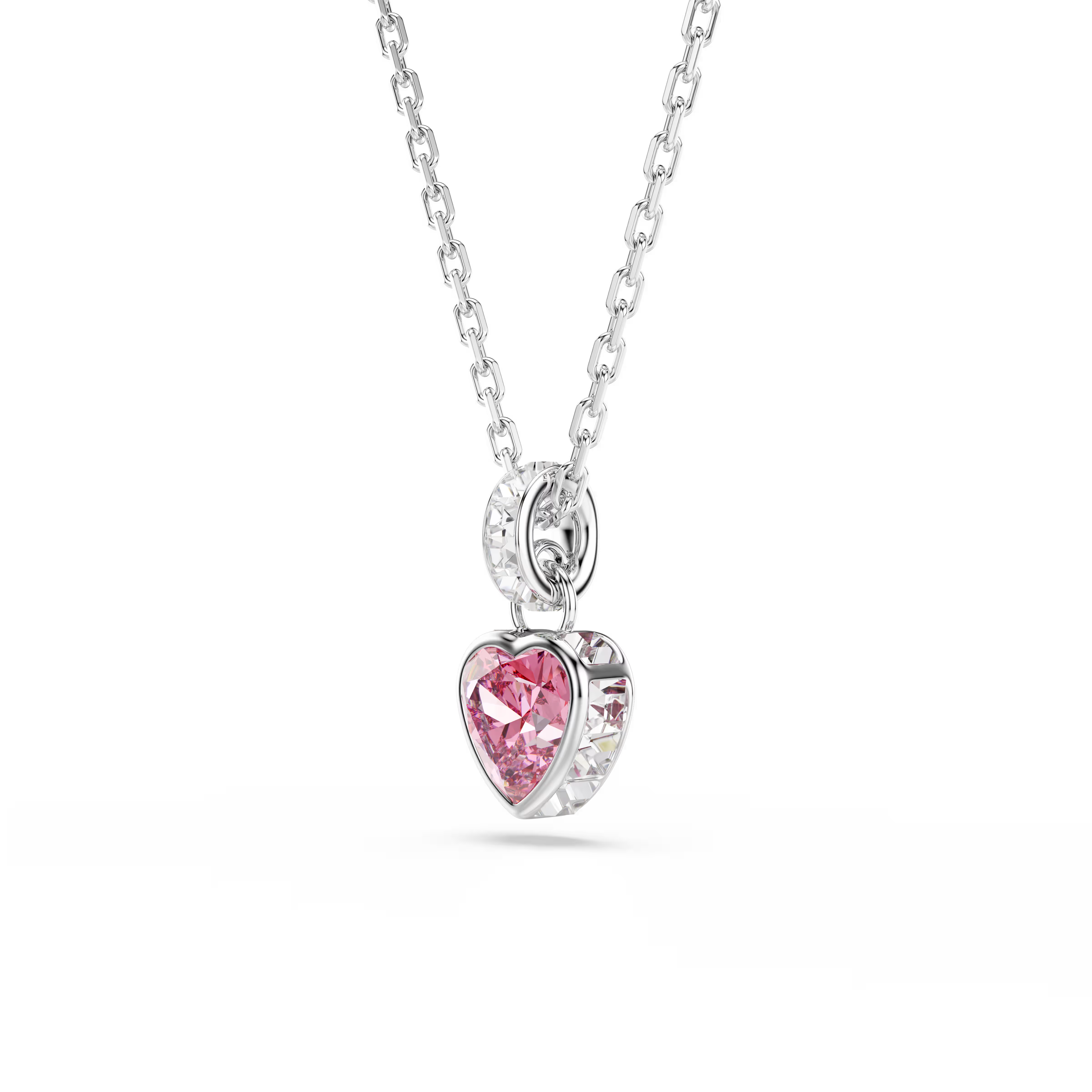 Swarovski Chroma Heart Pink Rhodium Necklace