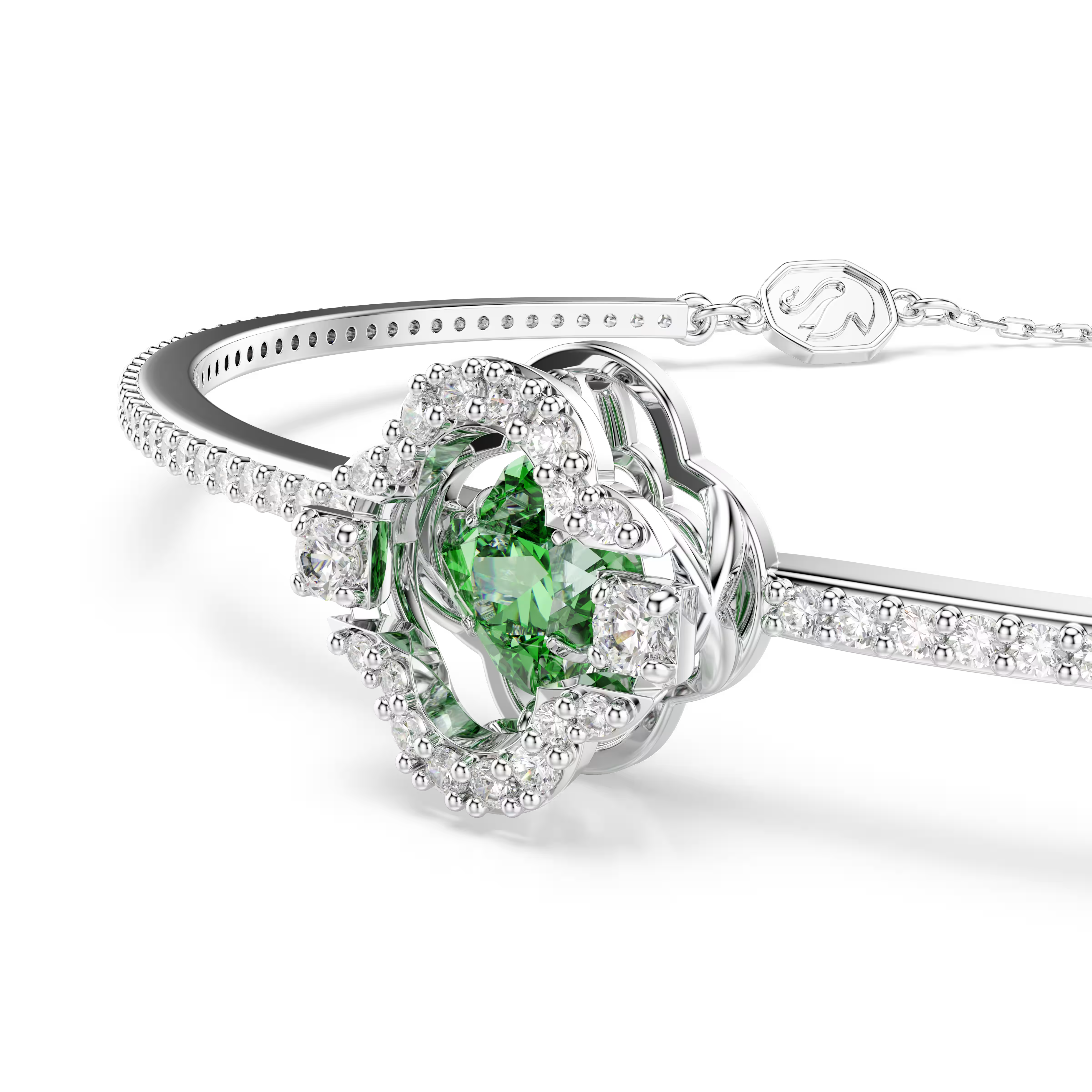 Swarovski Una Angelic Mixed Cuts Green Rhodium Bangle
