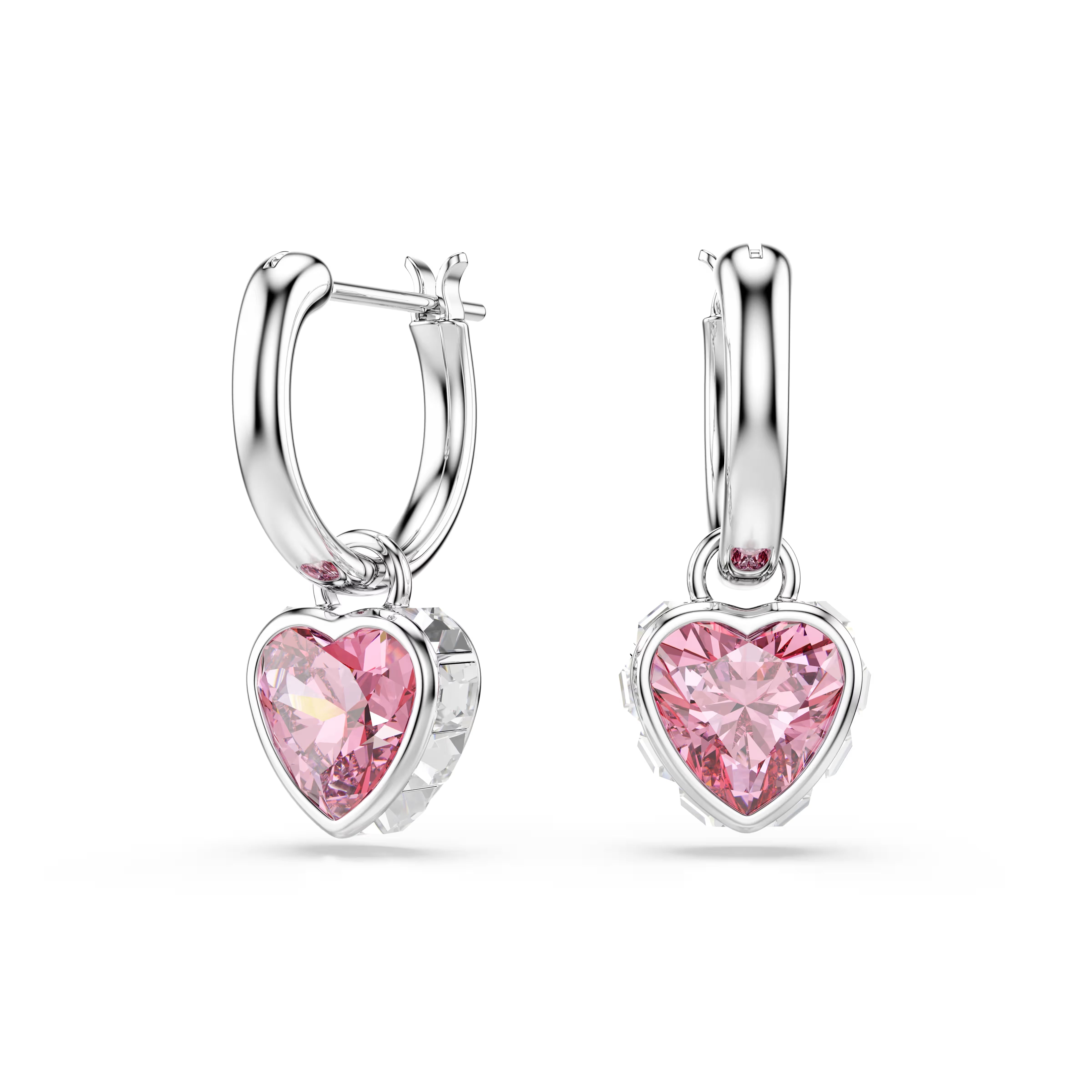 Swarovski Chroma Heart Pink Rhodium Earrings