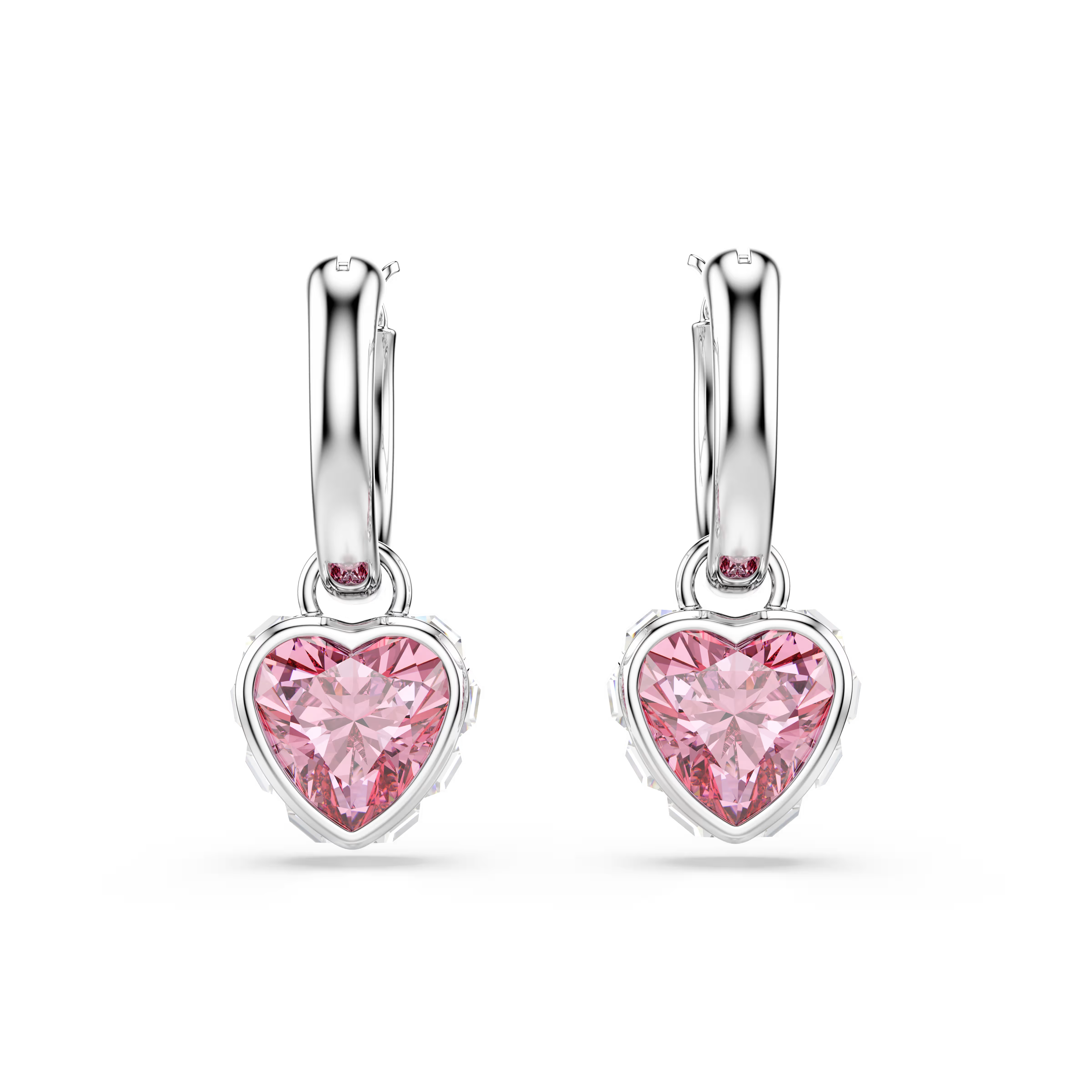 Swarovski Chroma Heart Pink Rhodium Earrings