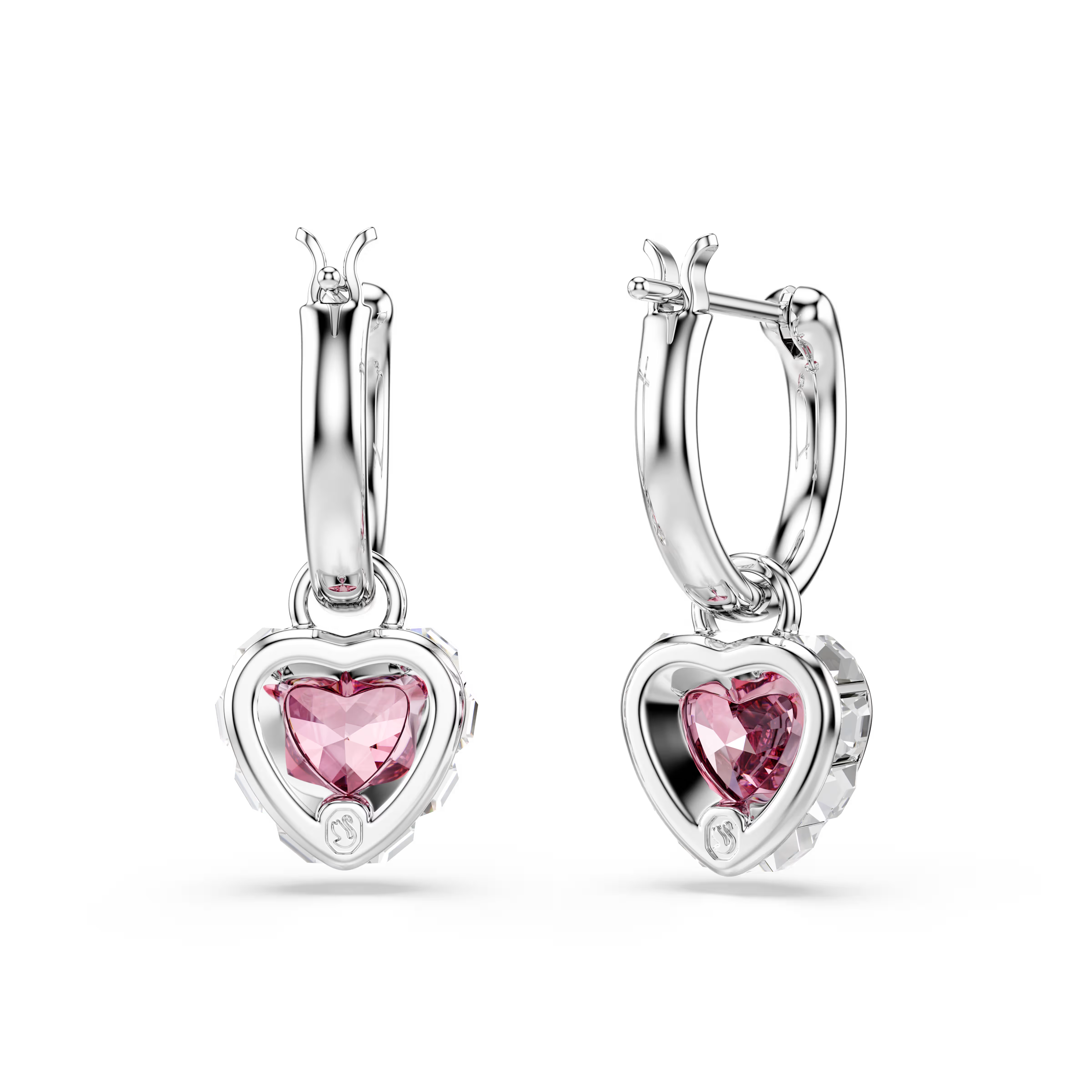 Swarovski Chroma Heart Pink Rhodium Earrings