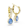Swarovski Chroma Pear Cut Blue Gold Earrings