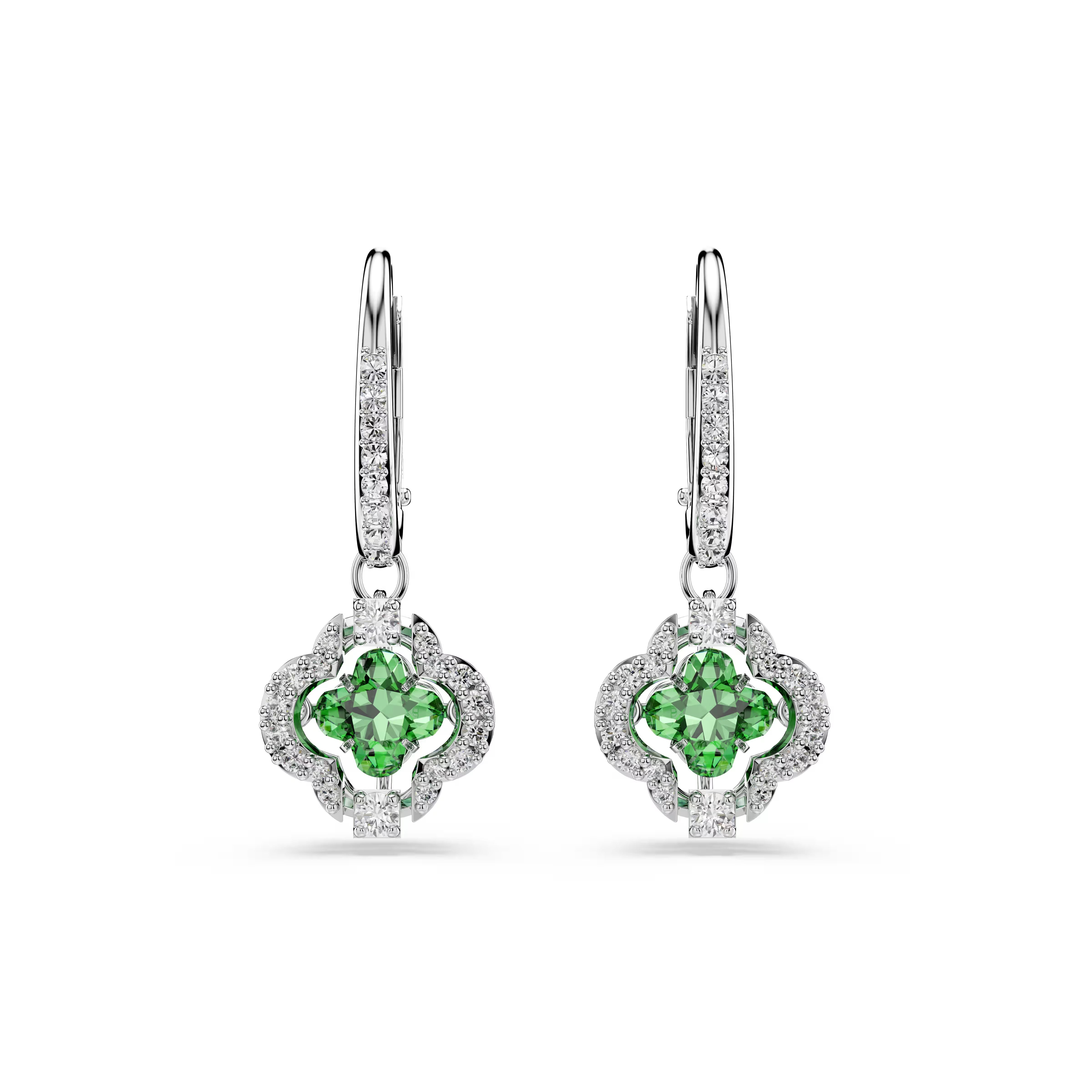 Swarovski Una Agelic Mixed Cuts Green Rhodium Earrings