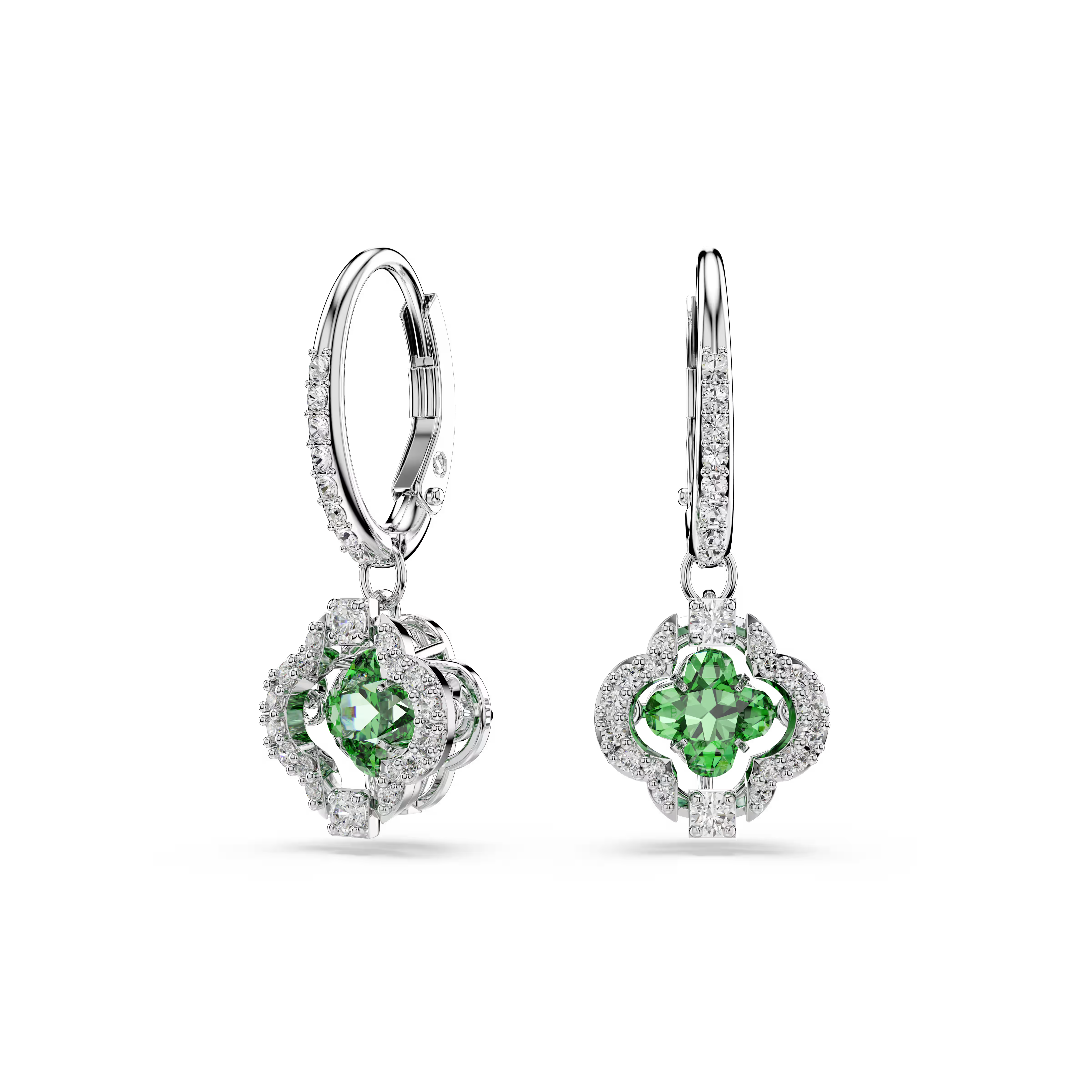 Swarovski Una Agelic Mixed Cuts Green Rhodium Earrings
