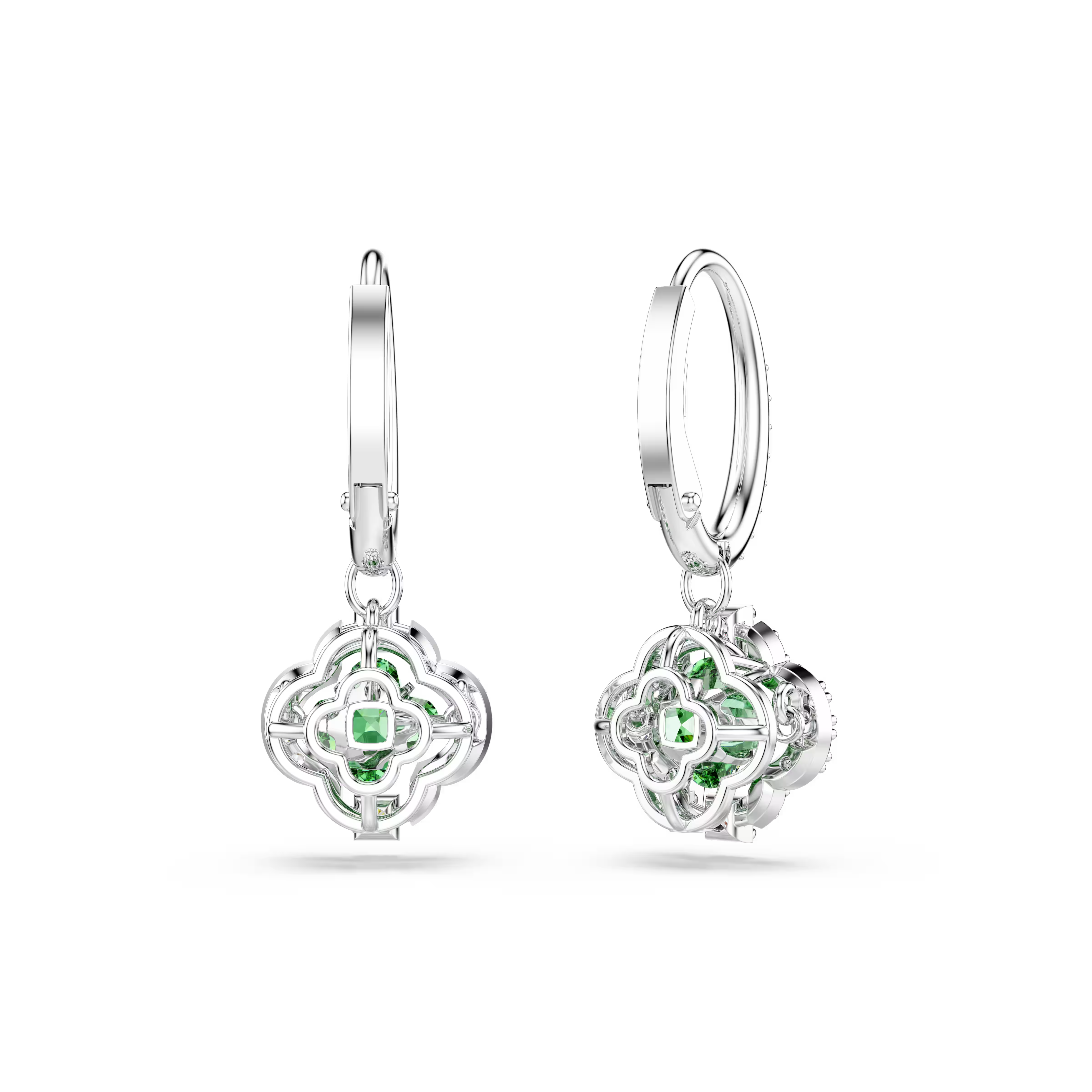 Swarovski Una Agelic Mixed Cuts Green Rhodium Earrings