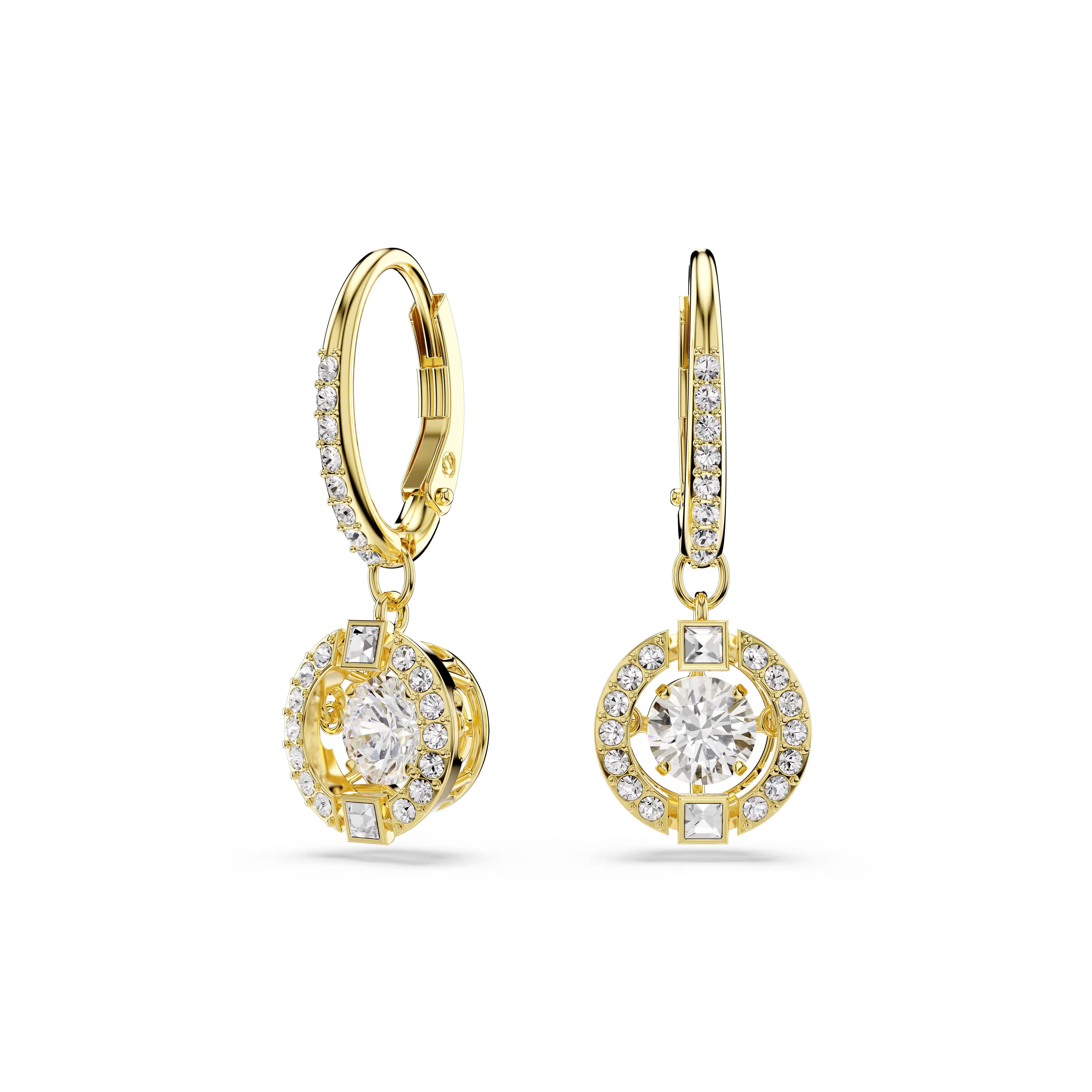 Swarovski Una Angelic Round Cut Gold Drop Earrings