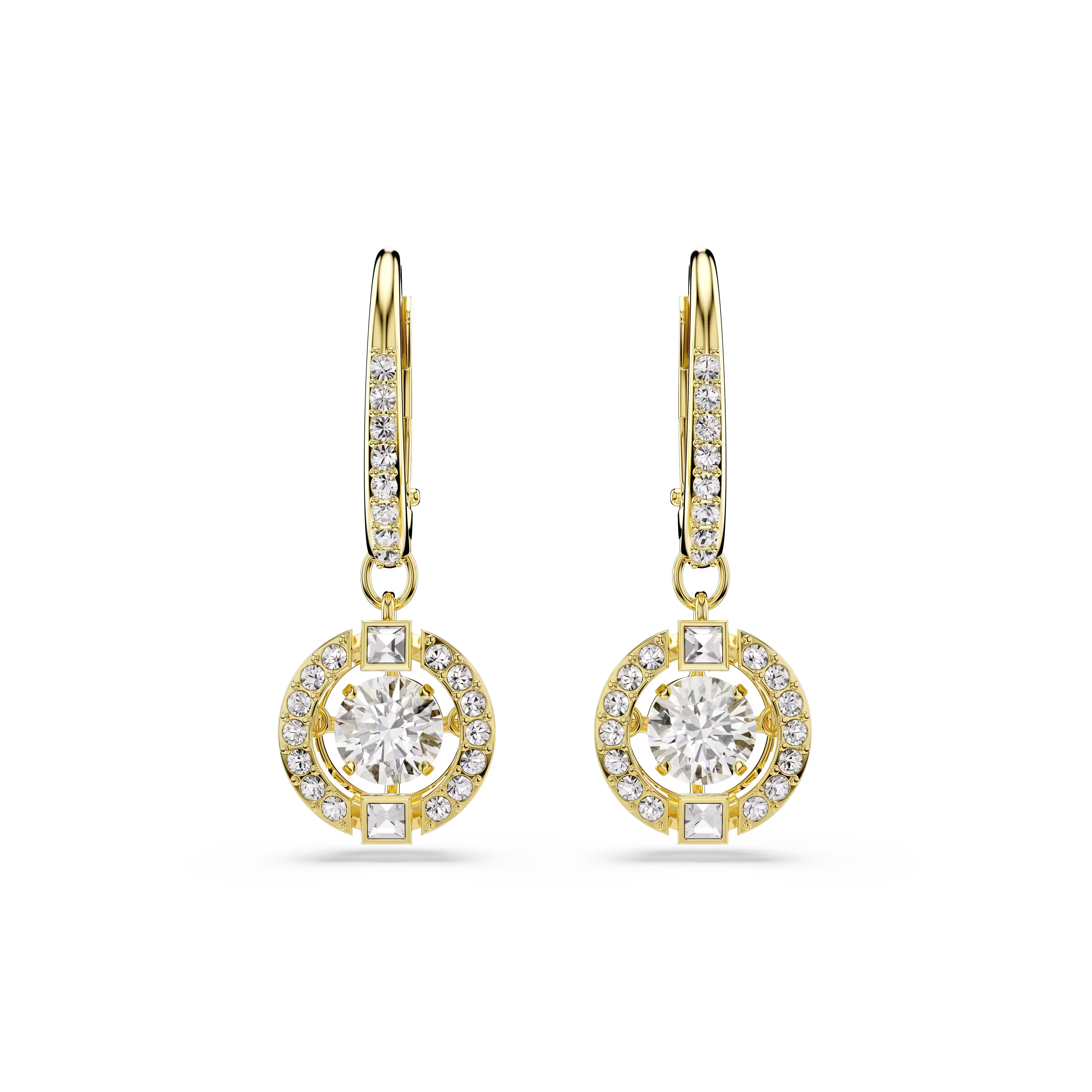 Swarovski Una Angelic Round Cut Gold Drop Earrings