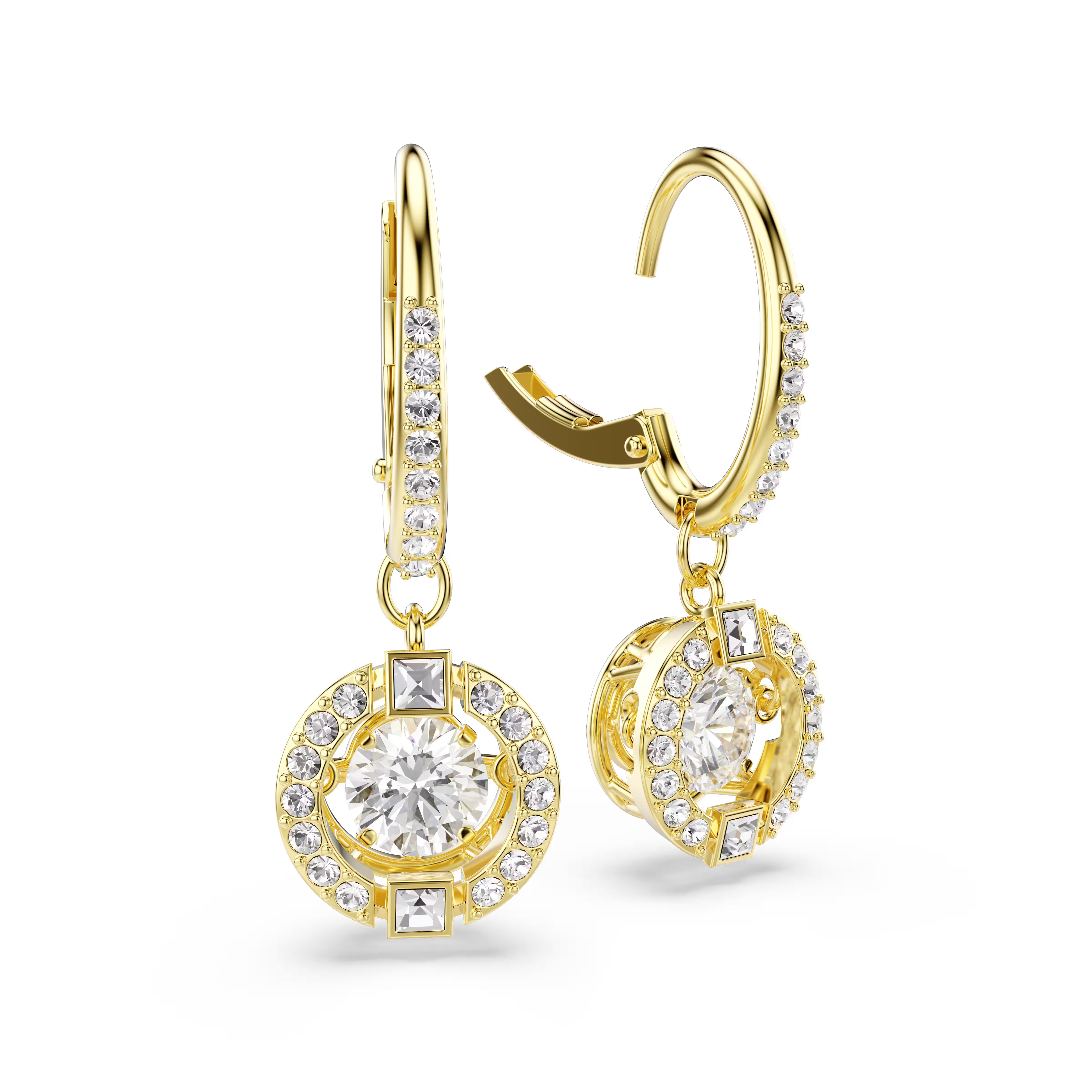 Swarovski Una Angelic Round Cut Gold Drop Earrings