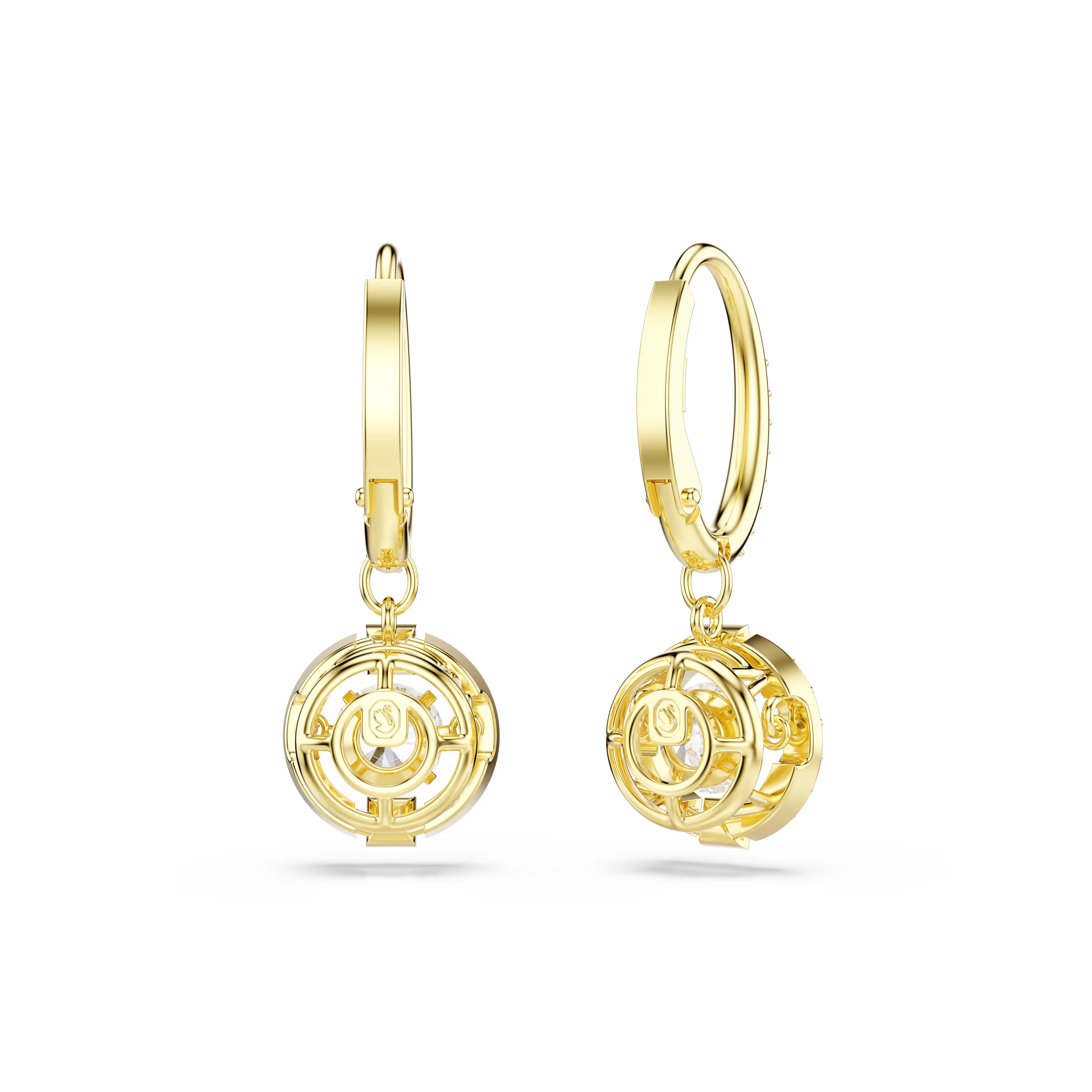 Swarovski Una Angelic Round Cut Gold Drop Earrings
