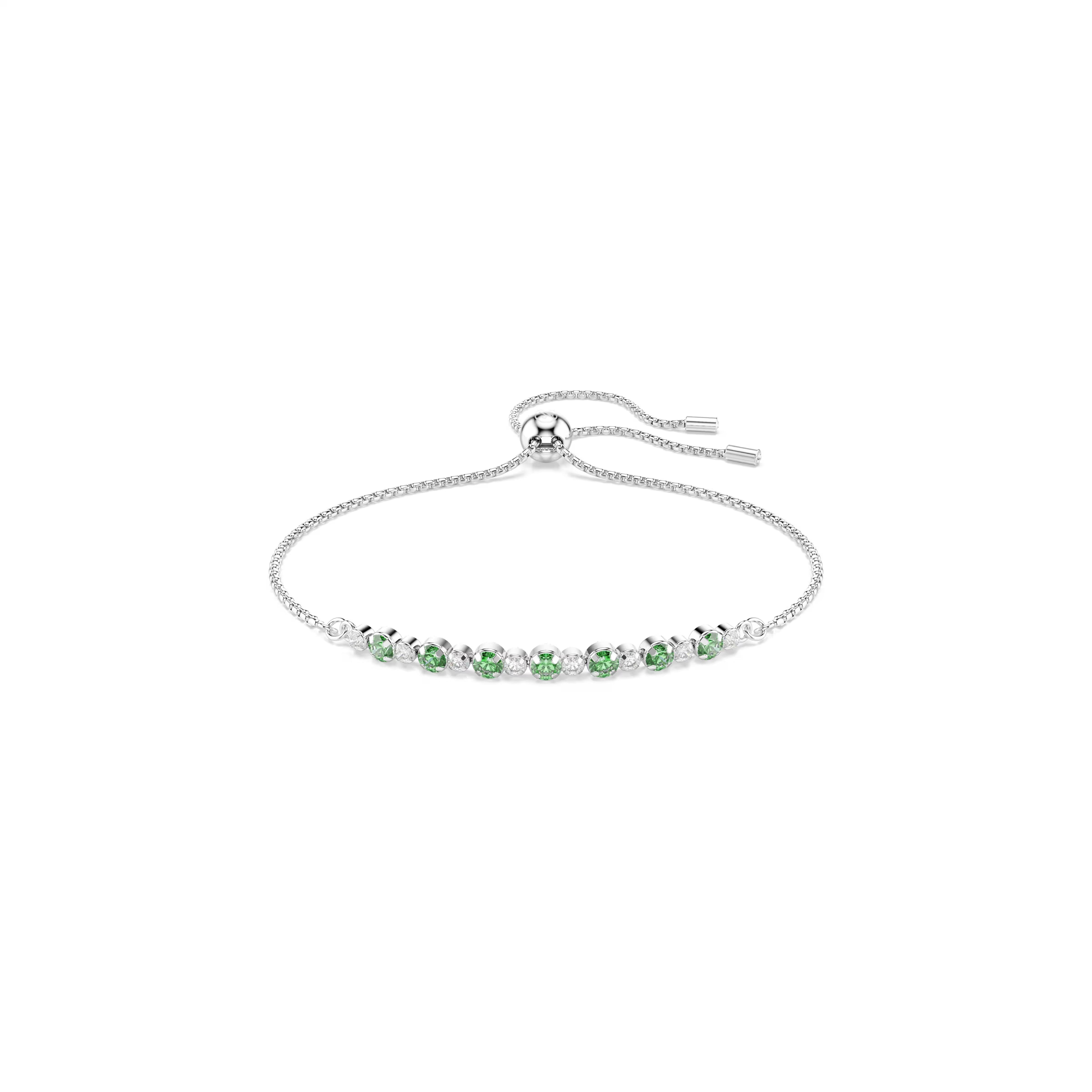 Swarovski Matrix Round Cut Green Rhodium Sliding Bracelet