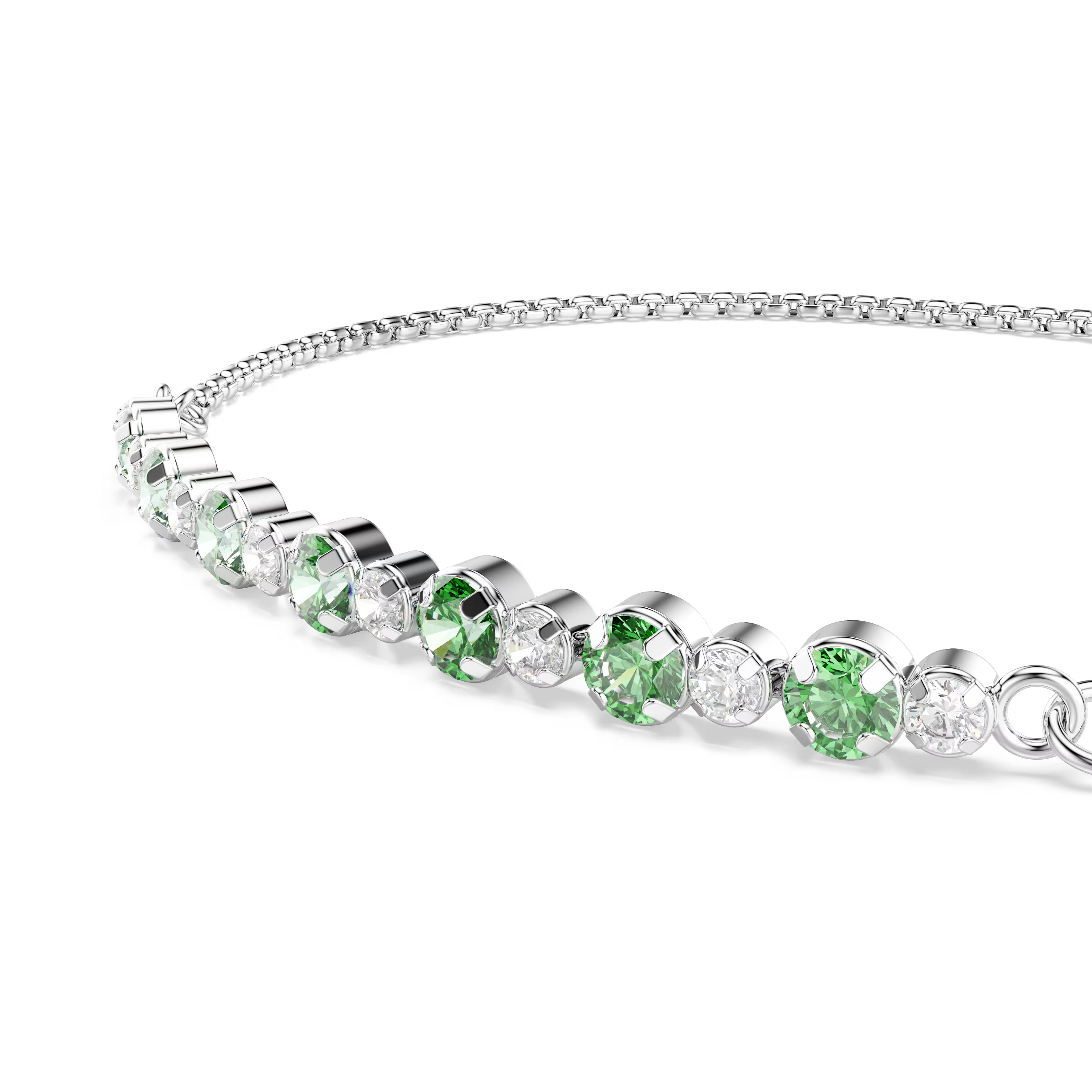 Swarovski Matrix Round Cut Green Rhodium Sliding Bracelet