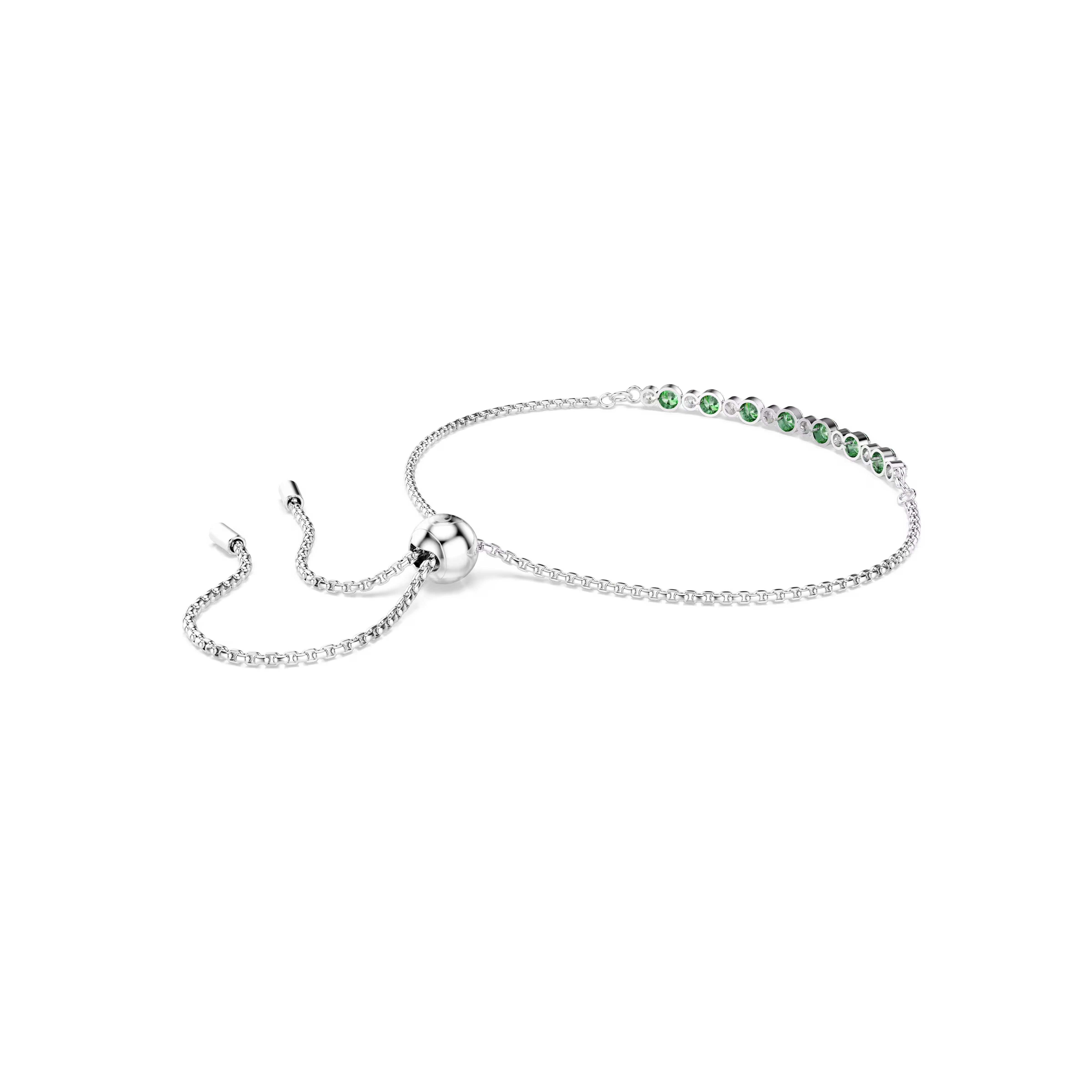 Swarovski Matrix Round Cut Green Rhodium Sliding Bracelet