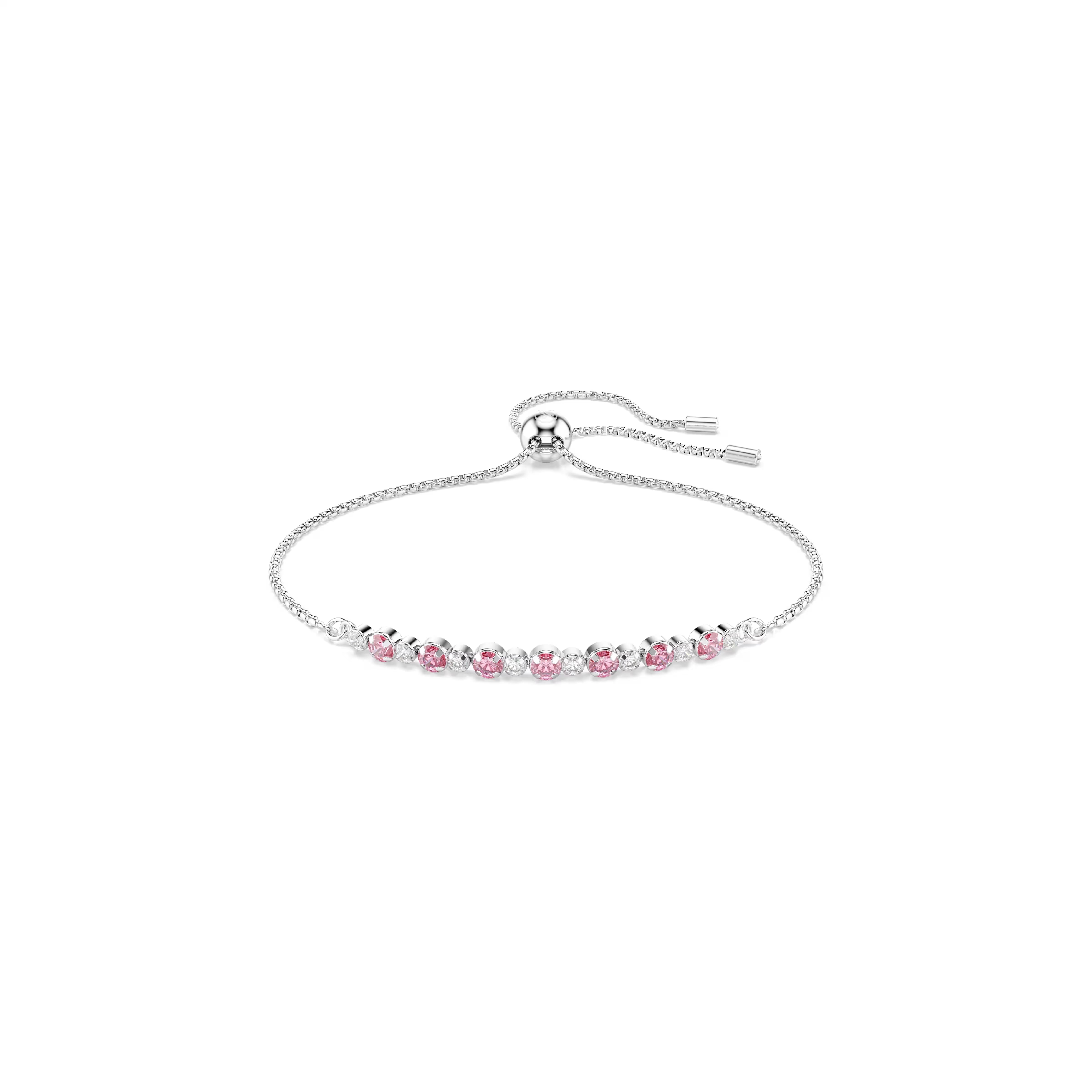 Swarovski Matrix Round Cut Pink Rhodium Sliding Bracelet