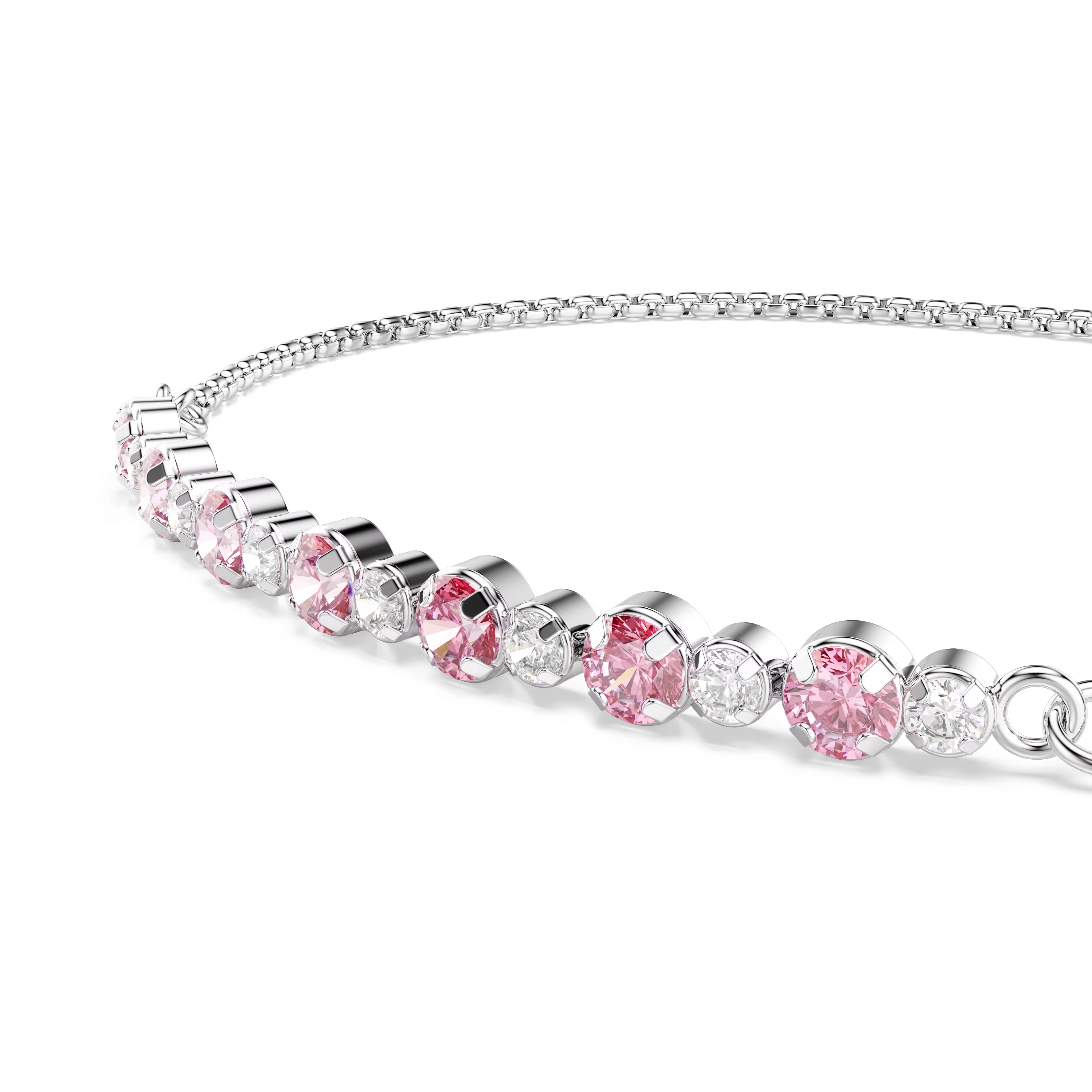 Swarovski Matrix Round Cut Pink Rhodium Sliding Bracelet
