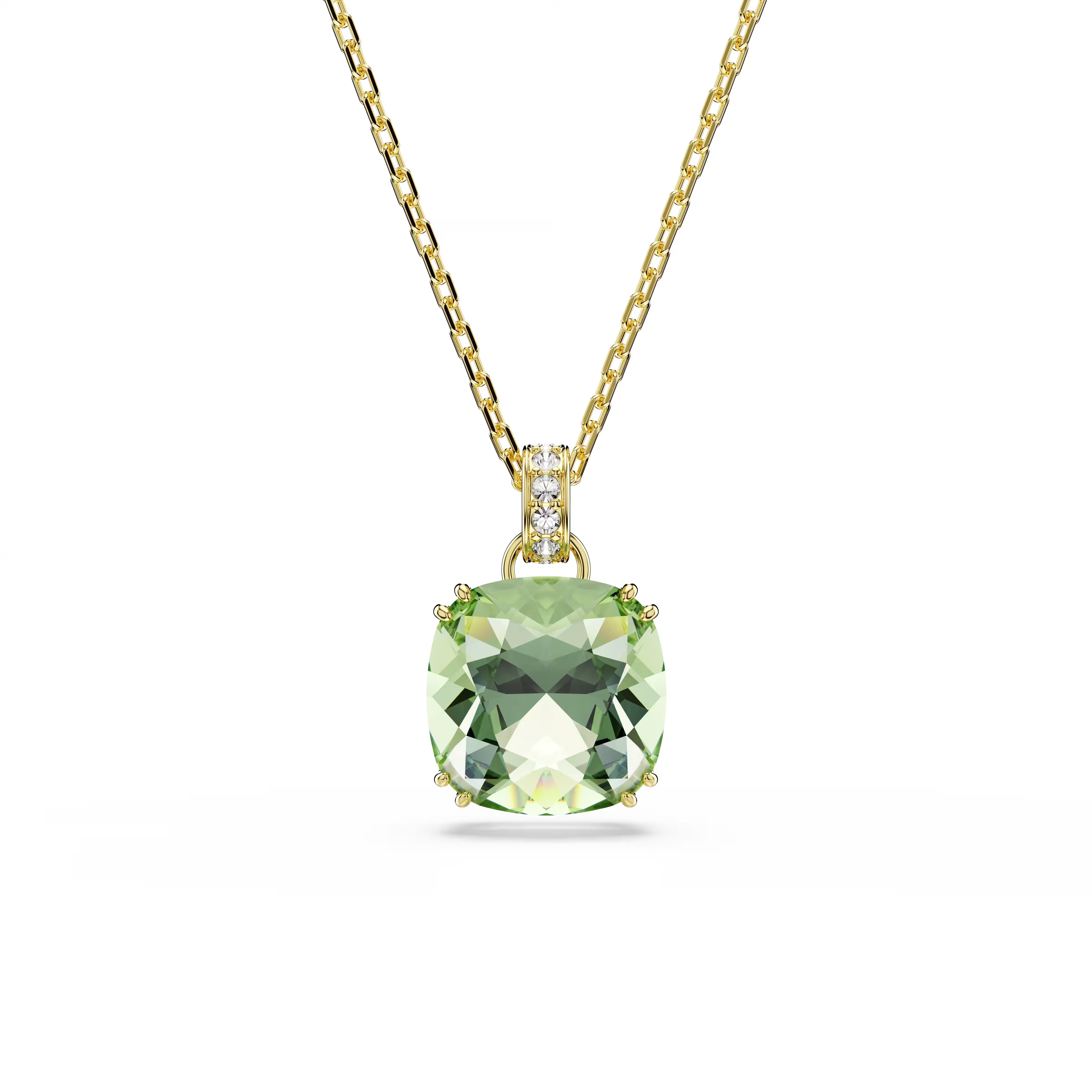 Swarovski Millenia Cushion Cut Green Gold Necklace