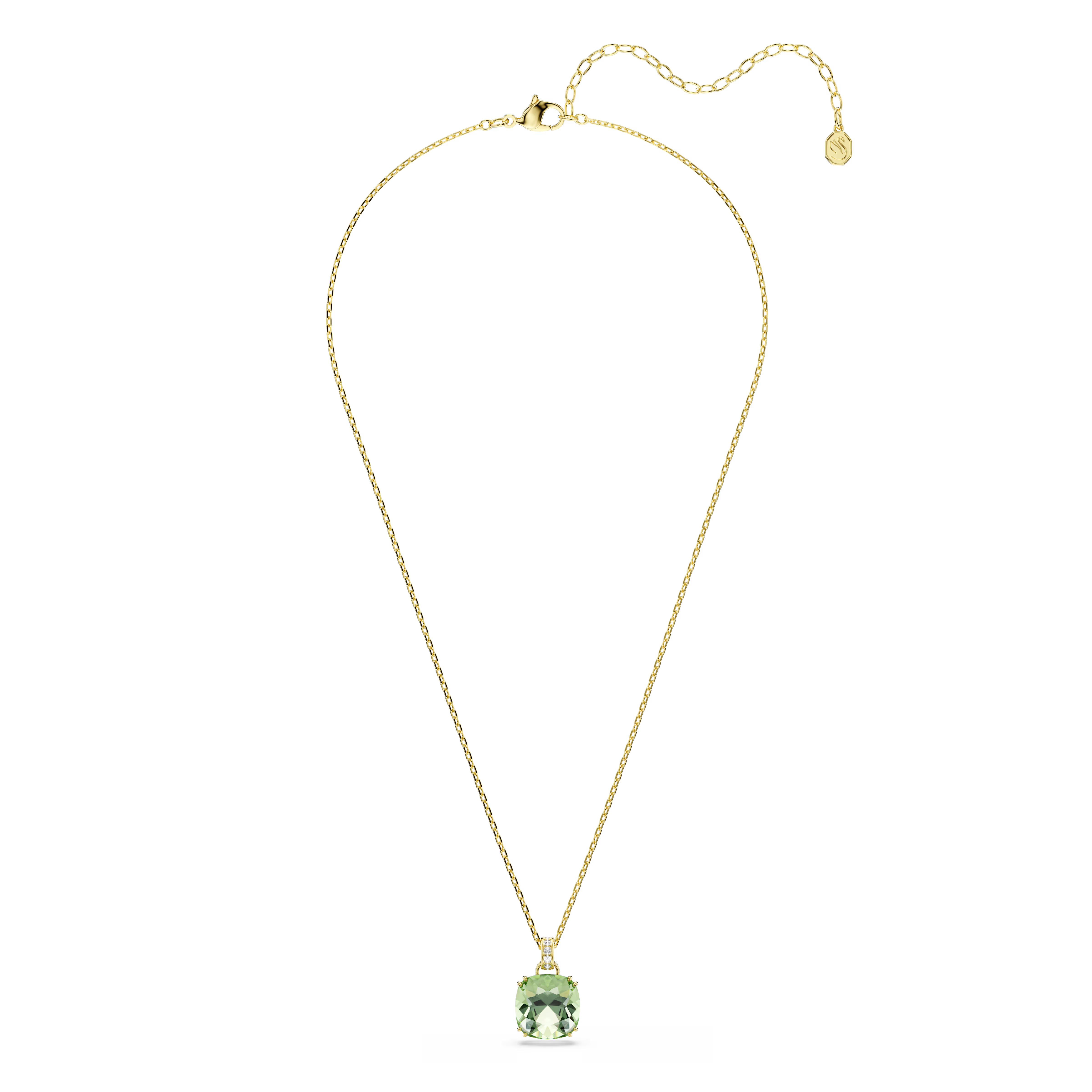 Swarovski Millenia Cushion Cut Green Gold Necklace