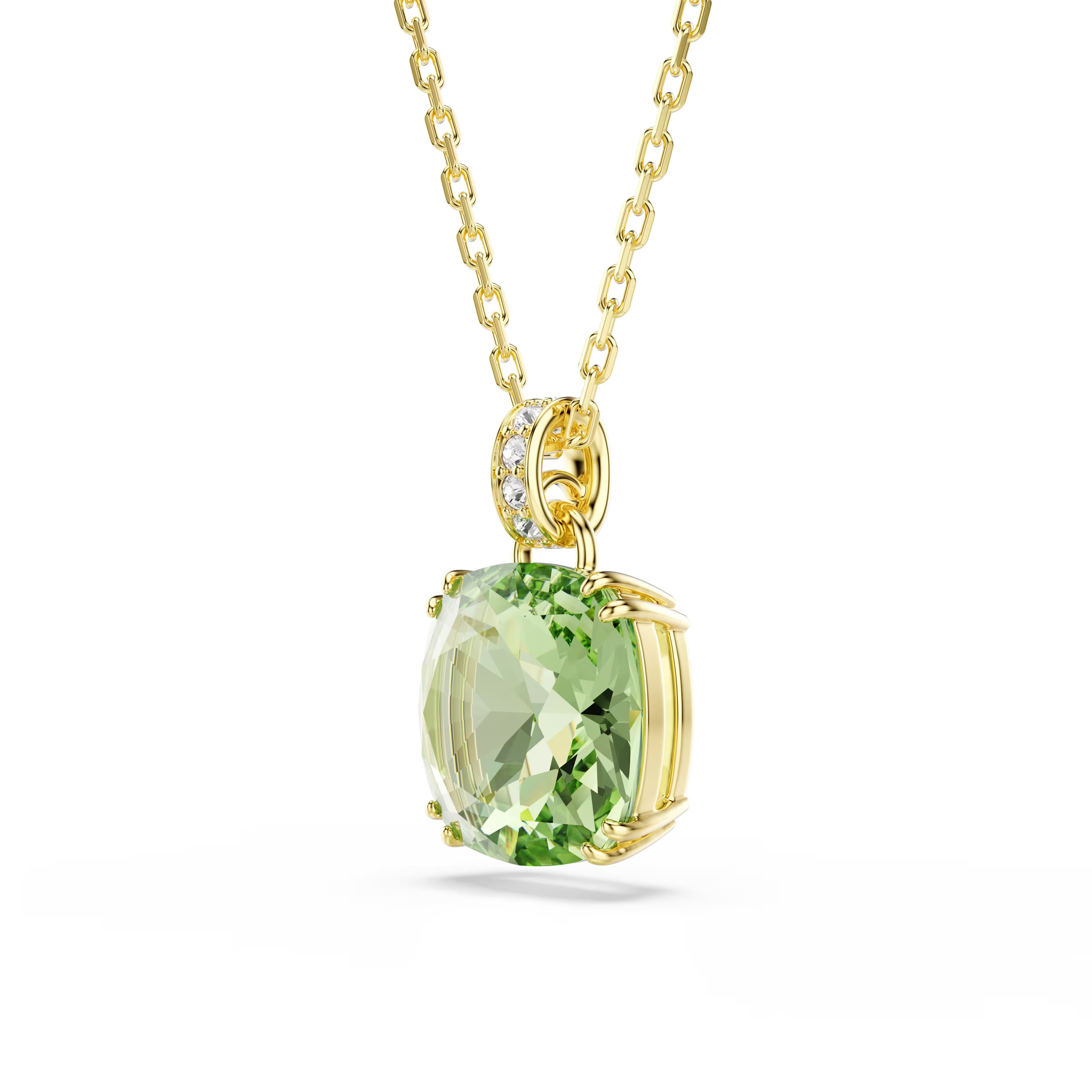 Swarovski Millenia Cushion Cut Green Gold Necklace