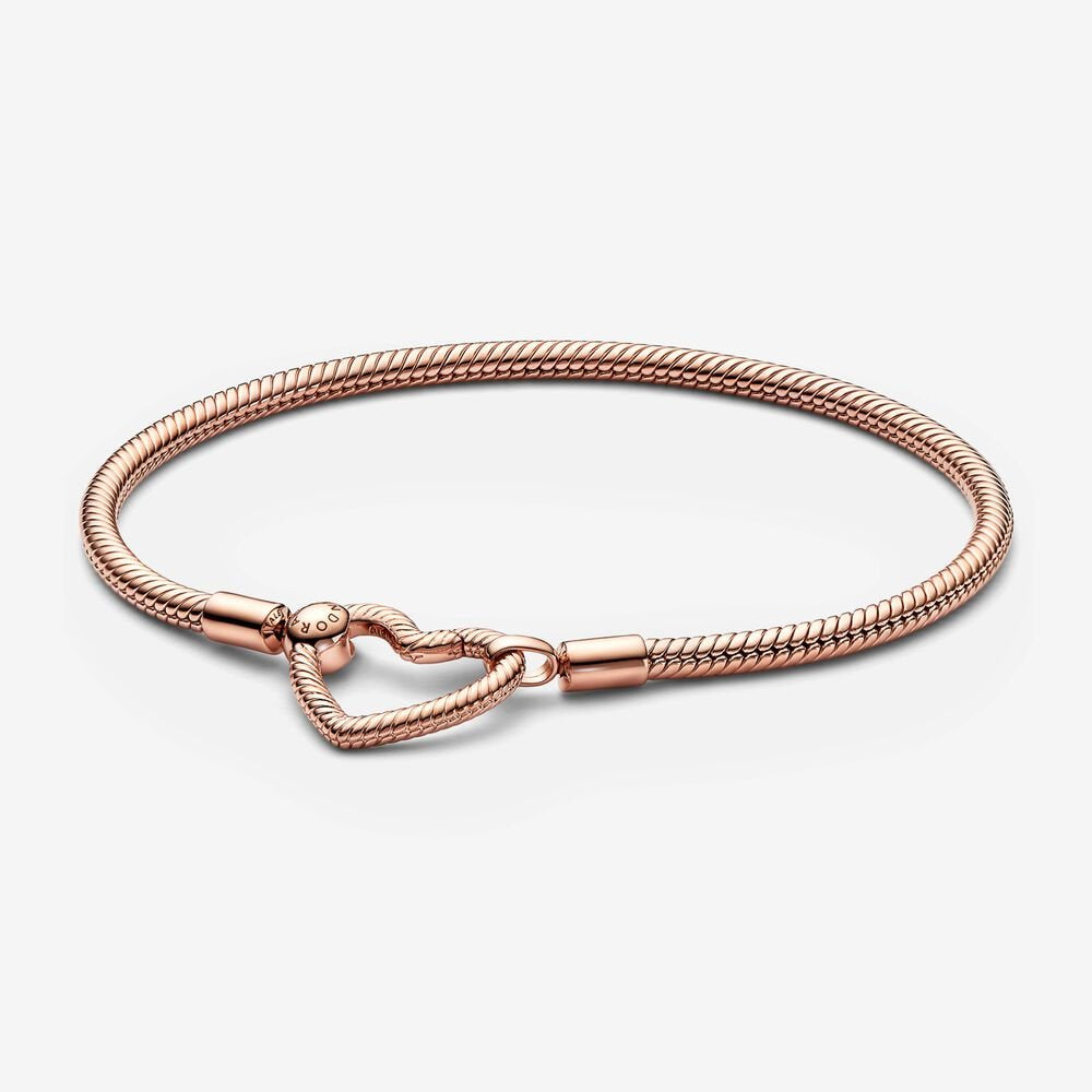 Pandora Rose Moments Heart Closure Snake Chain Bracelet