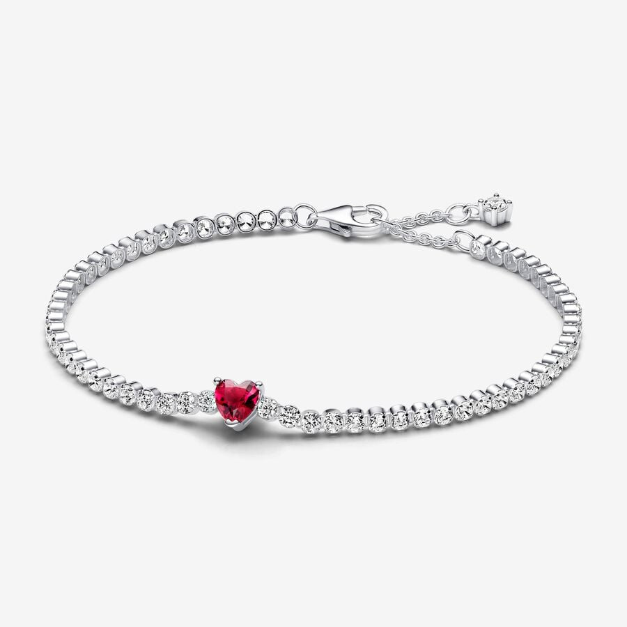 Pandora Red Sparkling Heart Tennis Bracelet