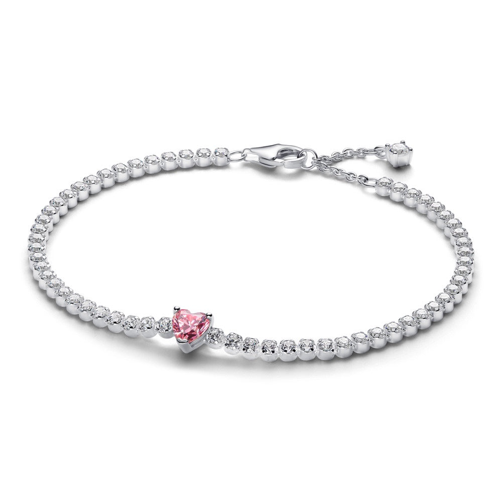 Pandora Pink Sparkling Heart Tennis Bracelet