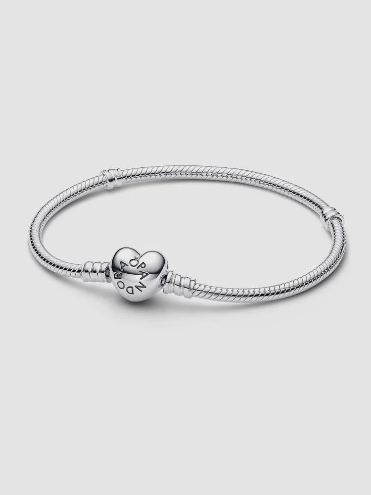 Pandora Heart Clasp Snake Chain Bracelet-23cm
