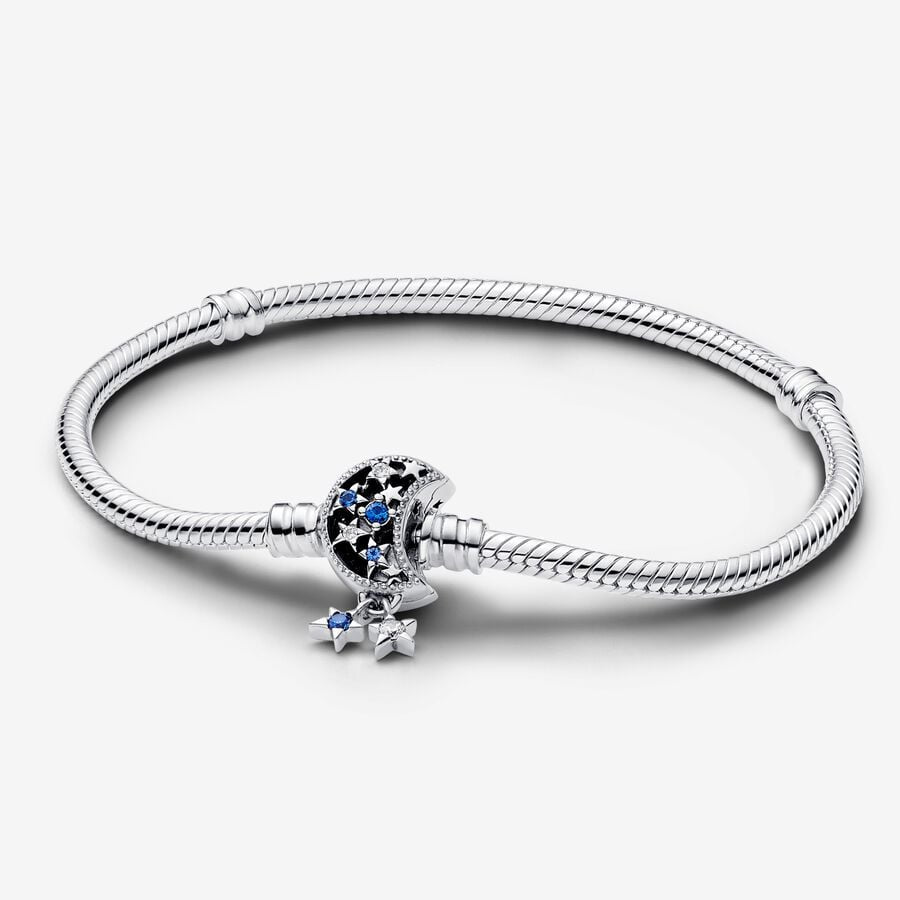 Pandora  Moments Sparkling Moon Clasp Snake Chain Bracelet