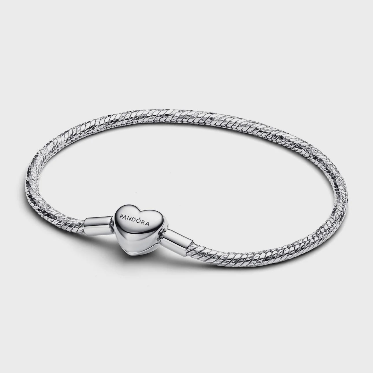 Pandora Heart Clasp Faceted Snake Chain Bracelet