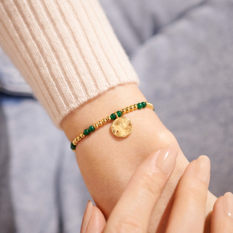 Joma A Little May Birthstone Green Agate Gold Bracelet