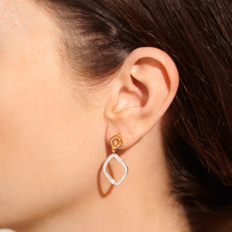 Joma Silver & Gold Pave Statement Earrings