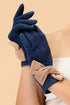 Powder Henrietta Faux Suede Gloves - Navy/Taupe