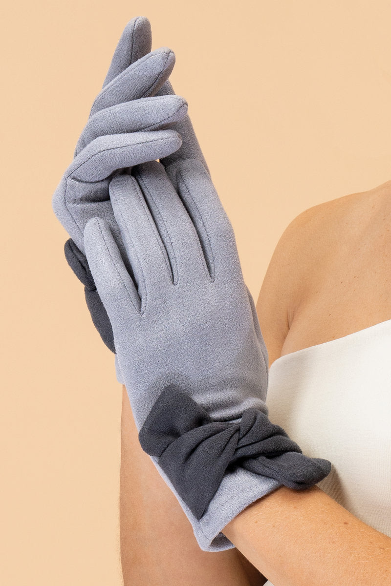 Powder Henrietta Faux Suede Gloves - Mist/Slate