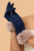 Powder Bettina Faux Suede/Faux Fur Gloves - Navy/Taupe